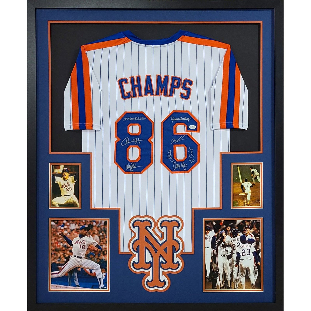 1986 Mets Framed Signed Jersey JSA Autographed New York Mets World Series