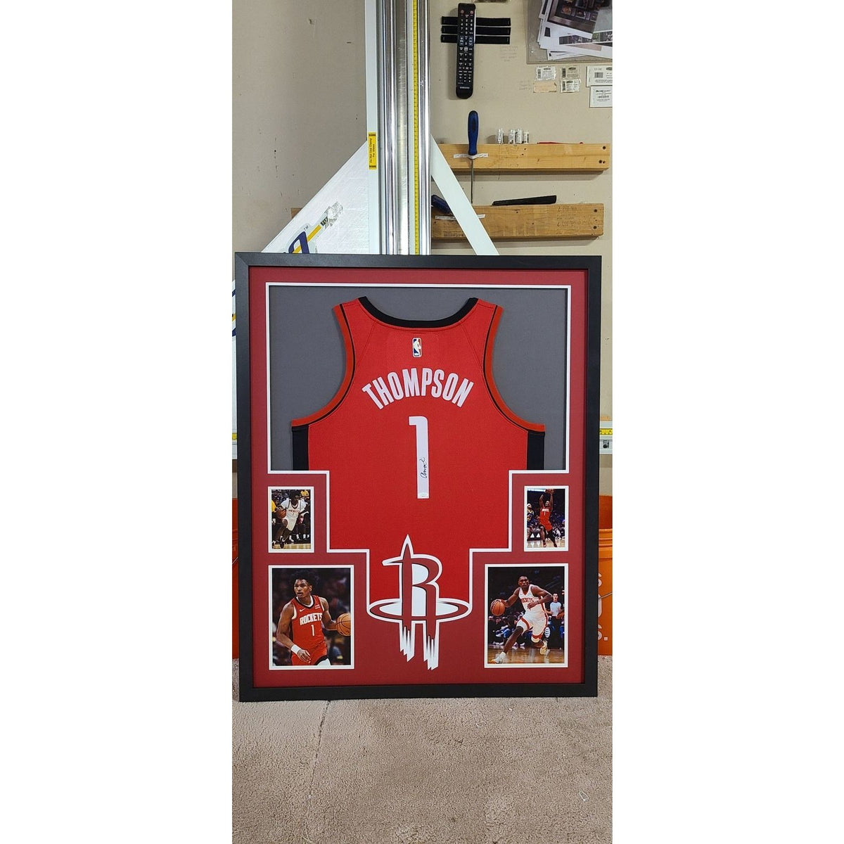 Amen Thompson Framed Jersey JSA Autographed Signed Houston Rockets