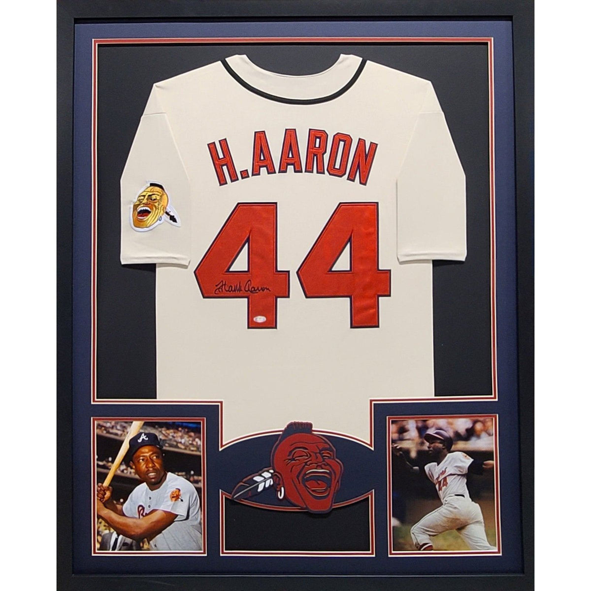 Hank Aaron Framed Signed Jersey Steiner Autographed Milwaukee Braves
