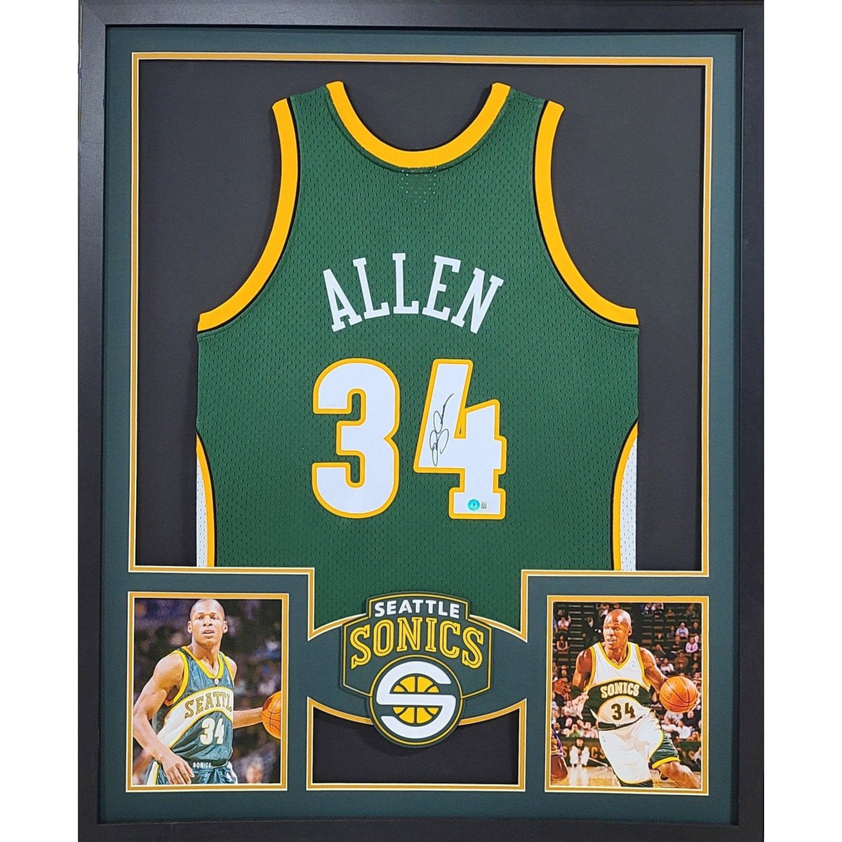 Ray Allen Framed Signed Seattle Supersonics Jersey Beckett Autographed