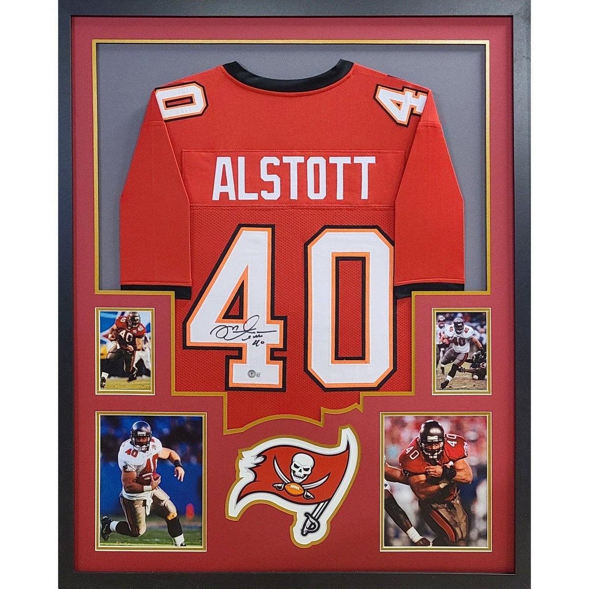 Mike Alstott Framed Jersey Beckett Autographed Signed Buccaneers 4P
