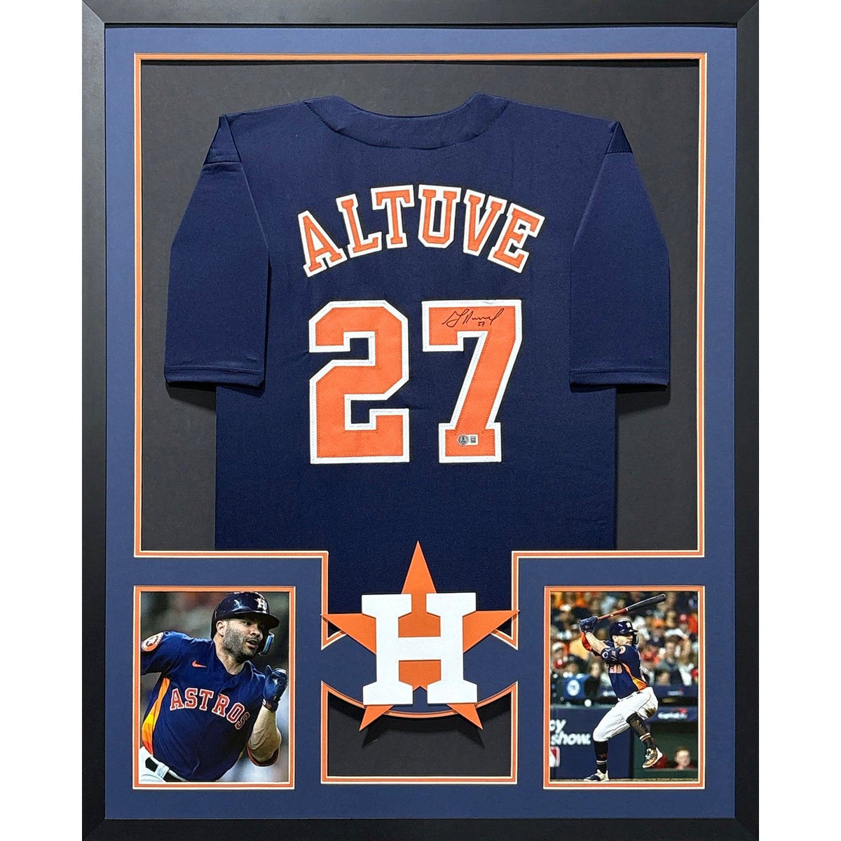 Jose Altuve Framed Signed Houston Astros Navy Jersey Beckett Autographed
