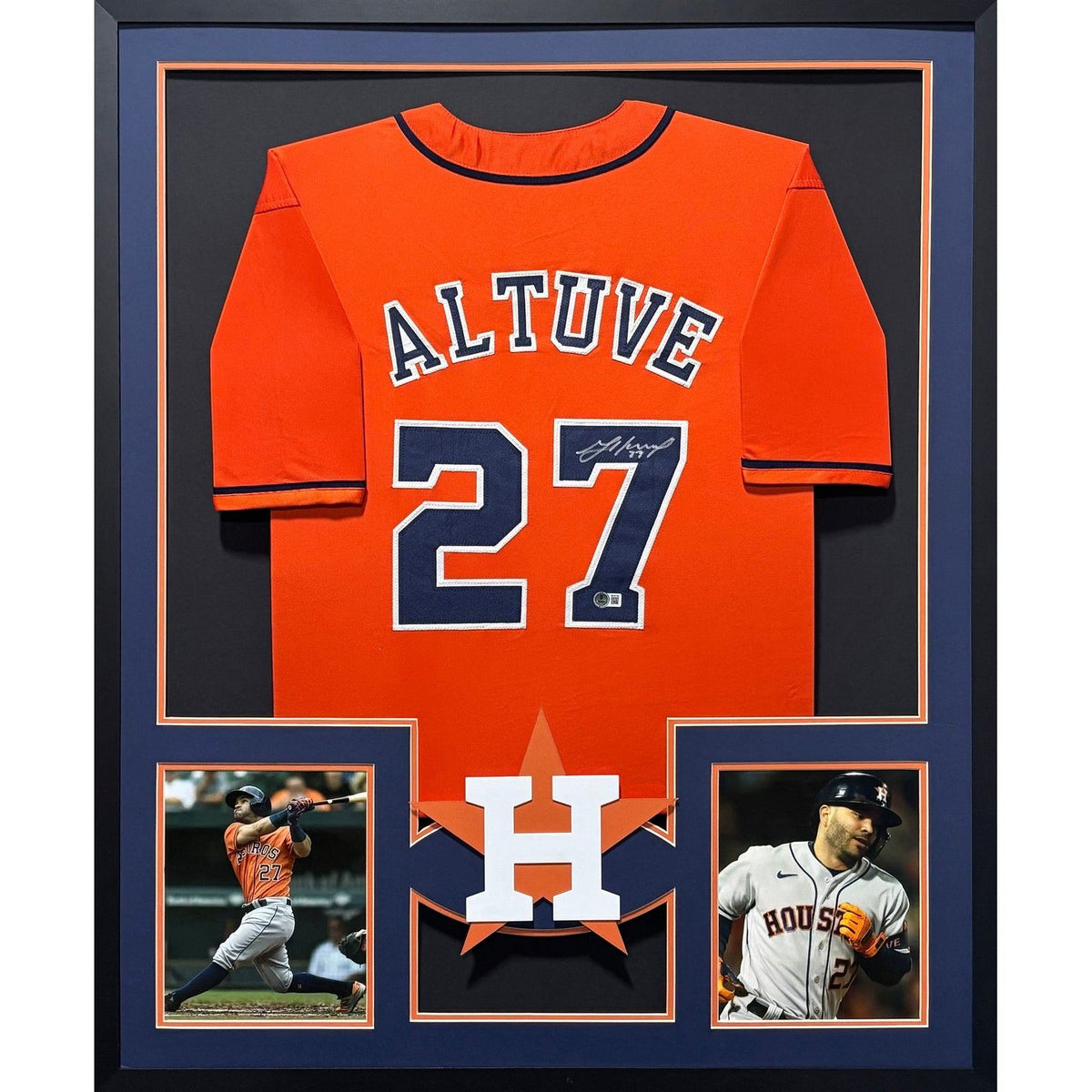Jose Altuve Framed Signed Houston Astros Orange Jersey Beckett Autographed