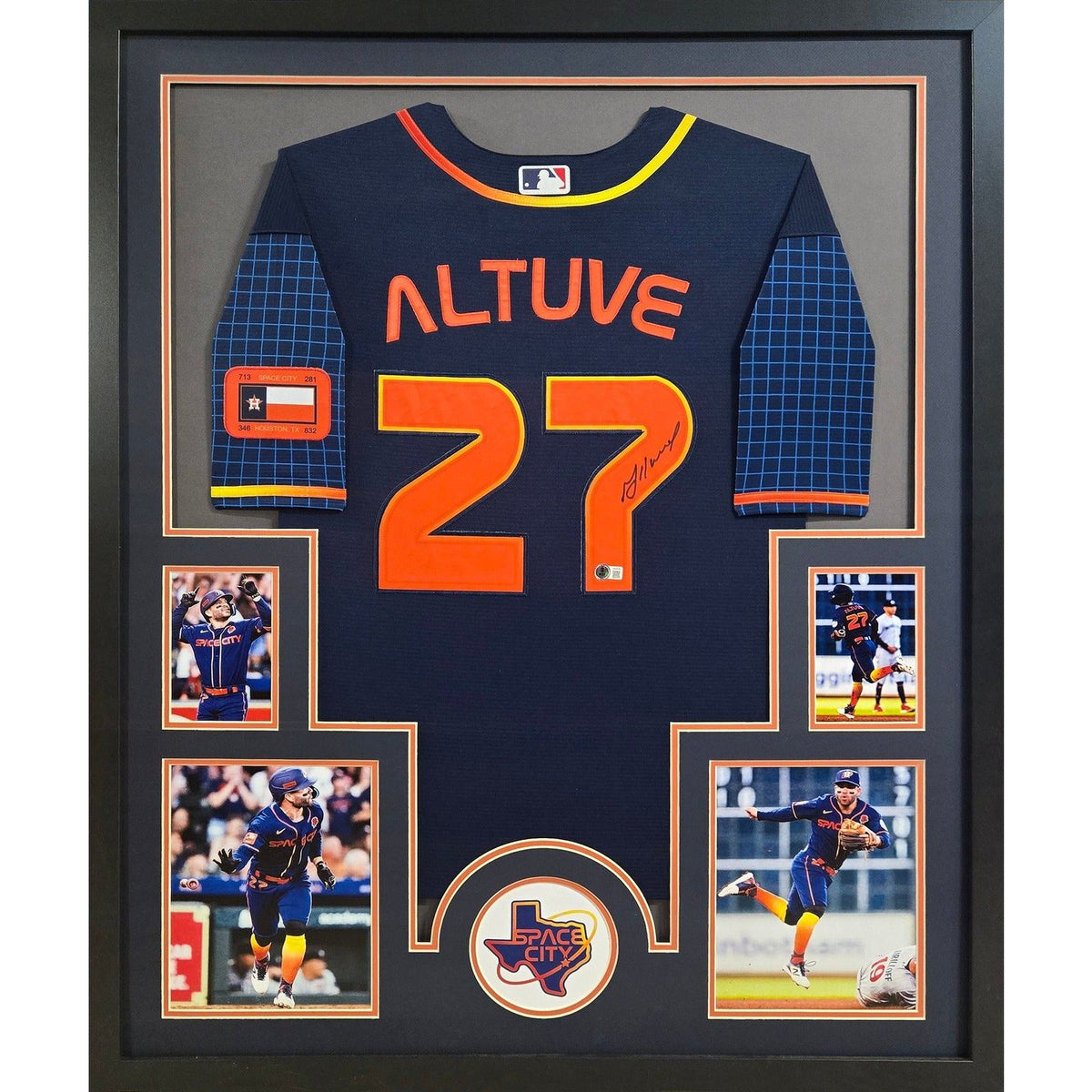 Jose Altuve Space City Framed Signed Houston Astros Jersey Beckett Autographed