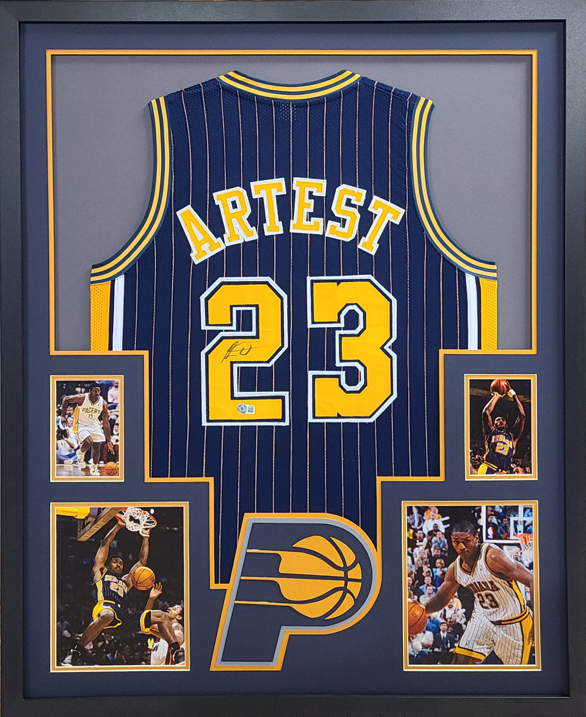 Ron Artest Framed Signed Indiana Pacers Jersey Beckett Autographed