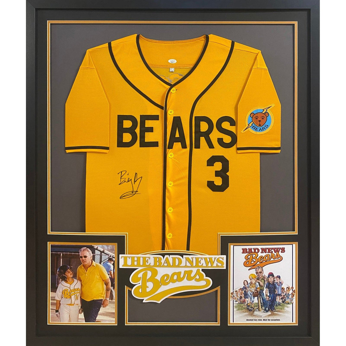 Bad News Bears Framed Signed Billy Bob Thornton Yellow Jersey JSA Autographed