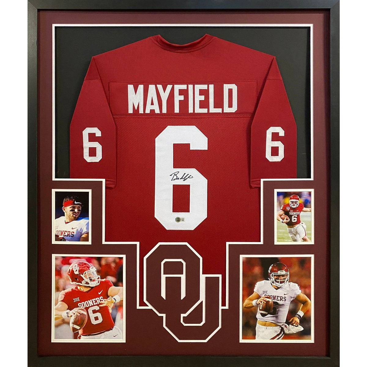 Baker Mayfield Framed Signed Oklahoma OU Jersey Beckett Autographed 4P
