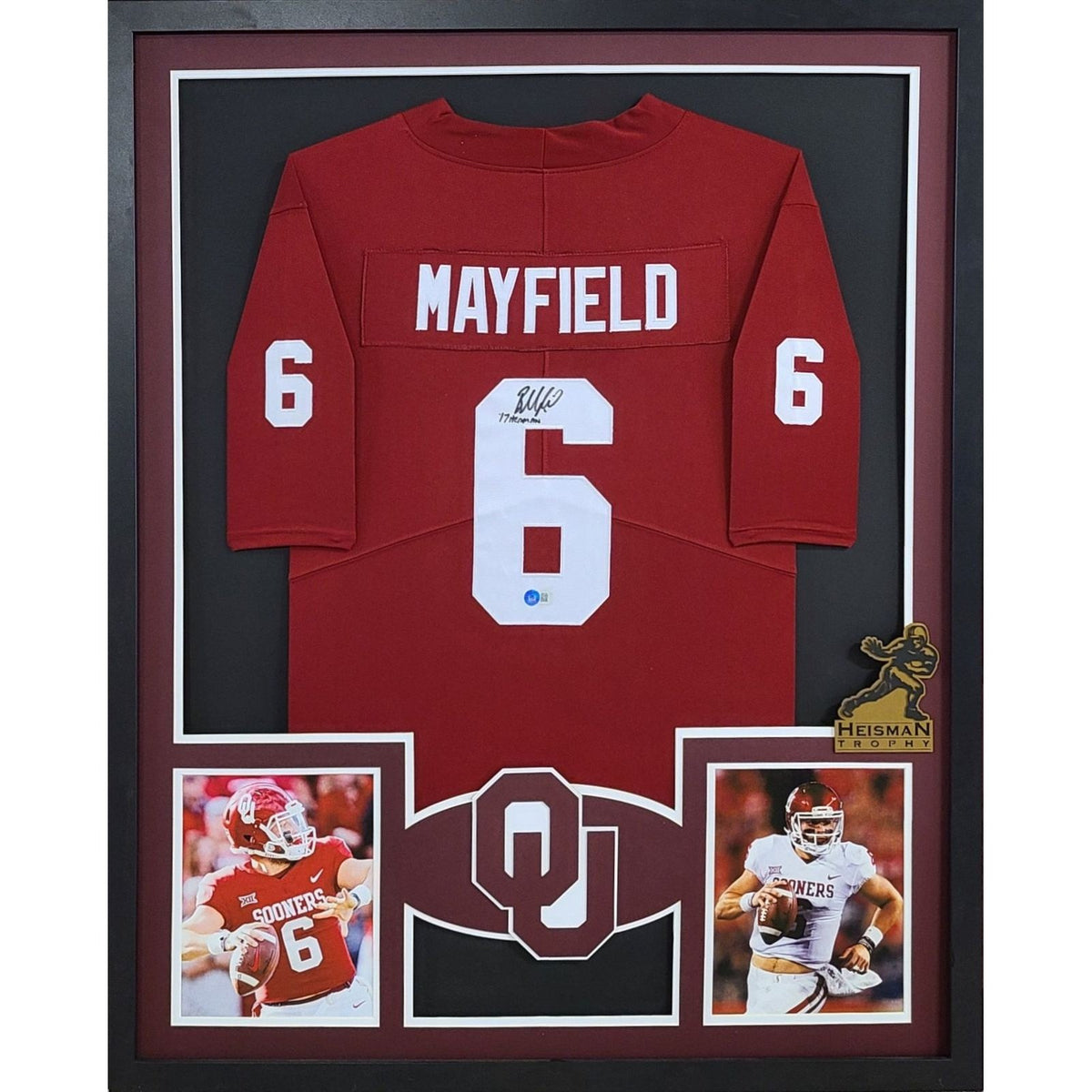 Baker Mayfield Framed Signed Oklahoma OU Jersey Beckett Autographed Heisman