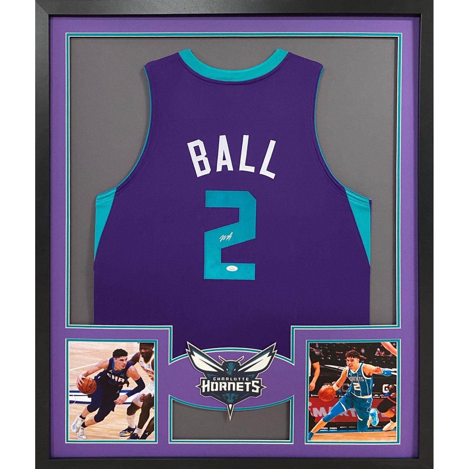 LaMelo Ball Framed Signed Charlotte Hornets Jersey JSA Autographed