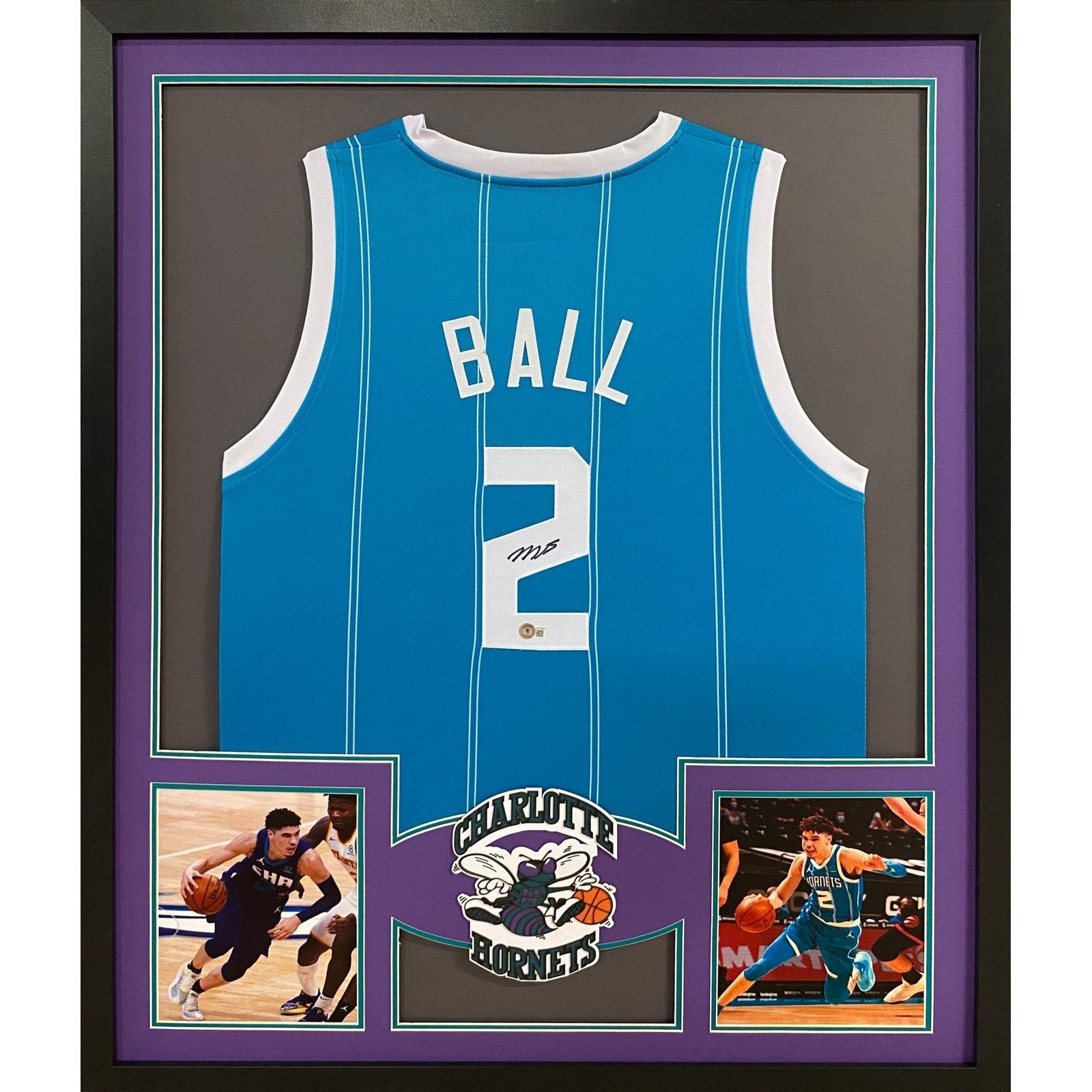 LaMelo Ball Framed Signed Charlotte Hornets TB Jersey Beckett Autographed