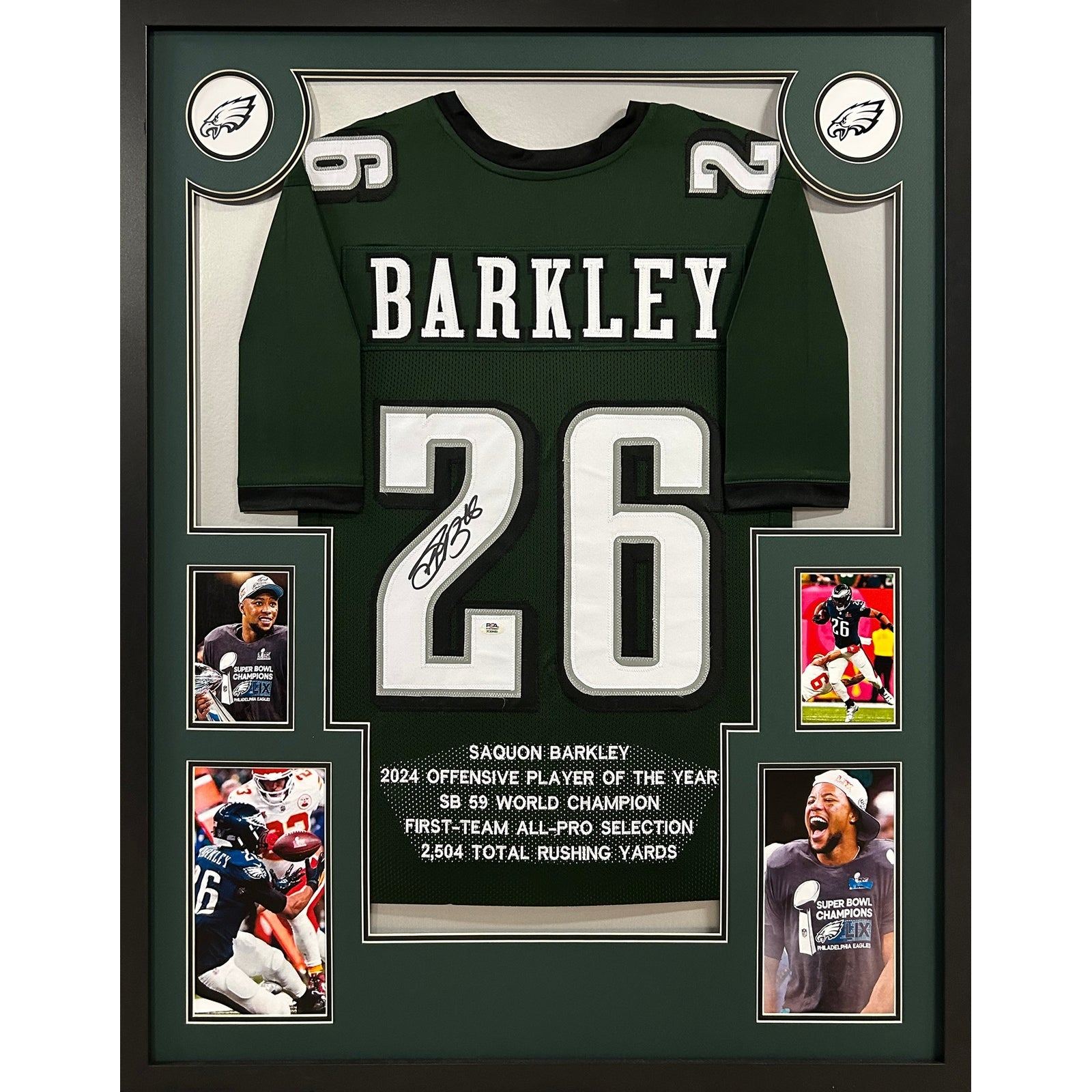 Saquon Barkley Framed Stat Jersey Beckett Autographed Signed Philadelp