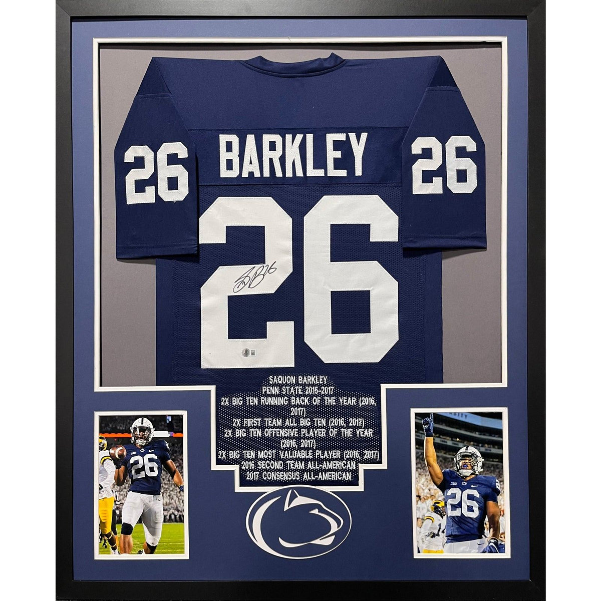 Saquon Barkley Framed Stat Jersey JSA Autographed Signed Penn State