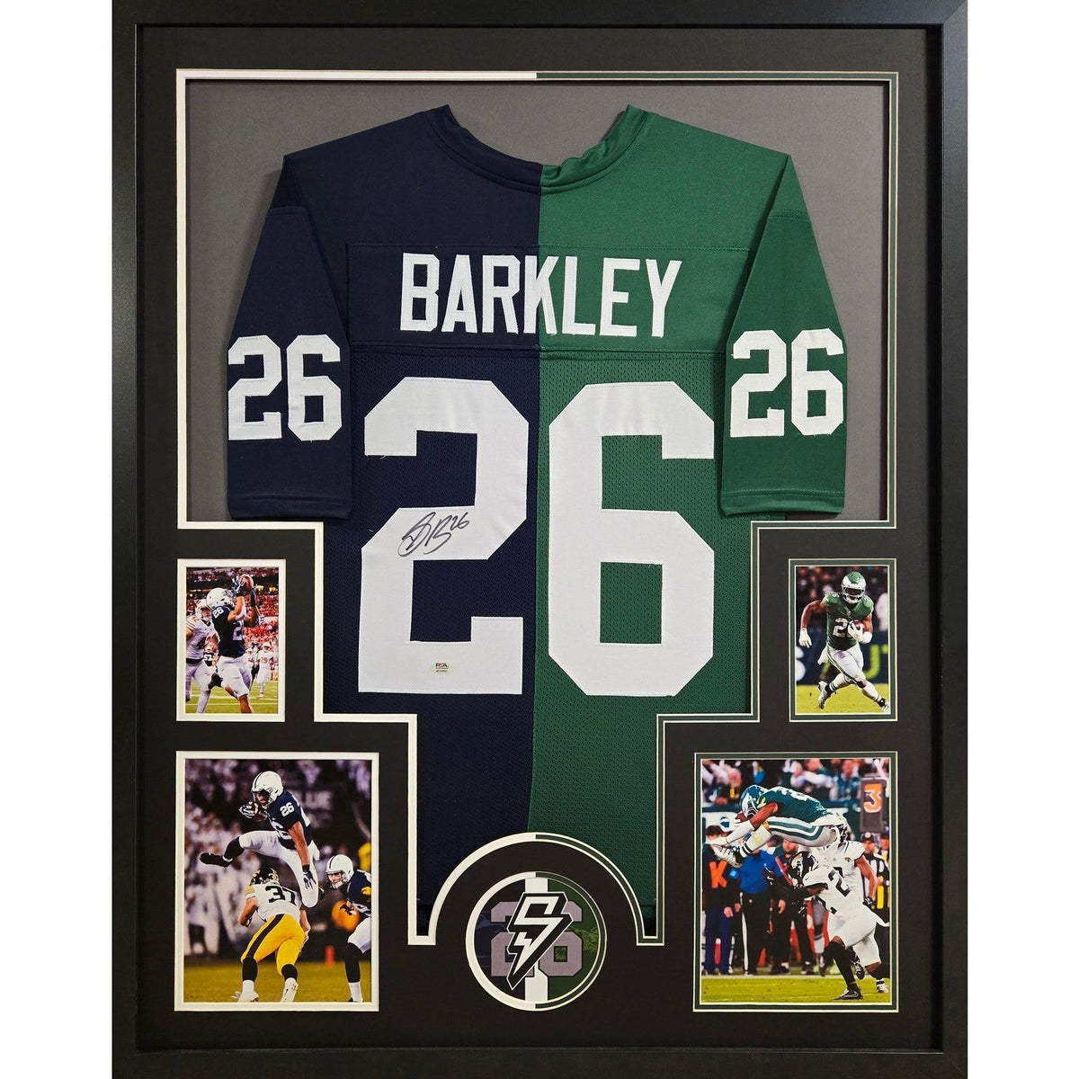 Saquon Barkley Framed Split Jersey PSA/DNA Autographed Signed Eagles Penn State