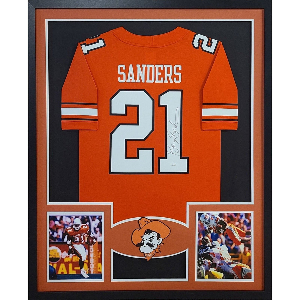 Barry Sanders Framed Signed Jersey JSA Autographed Oklahoma State NH