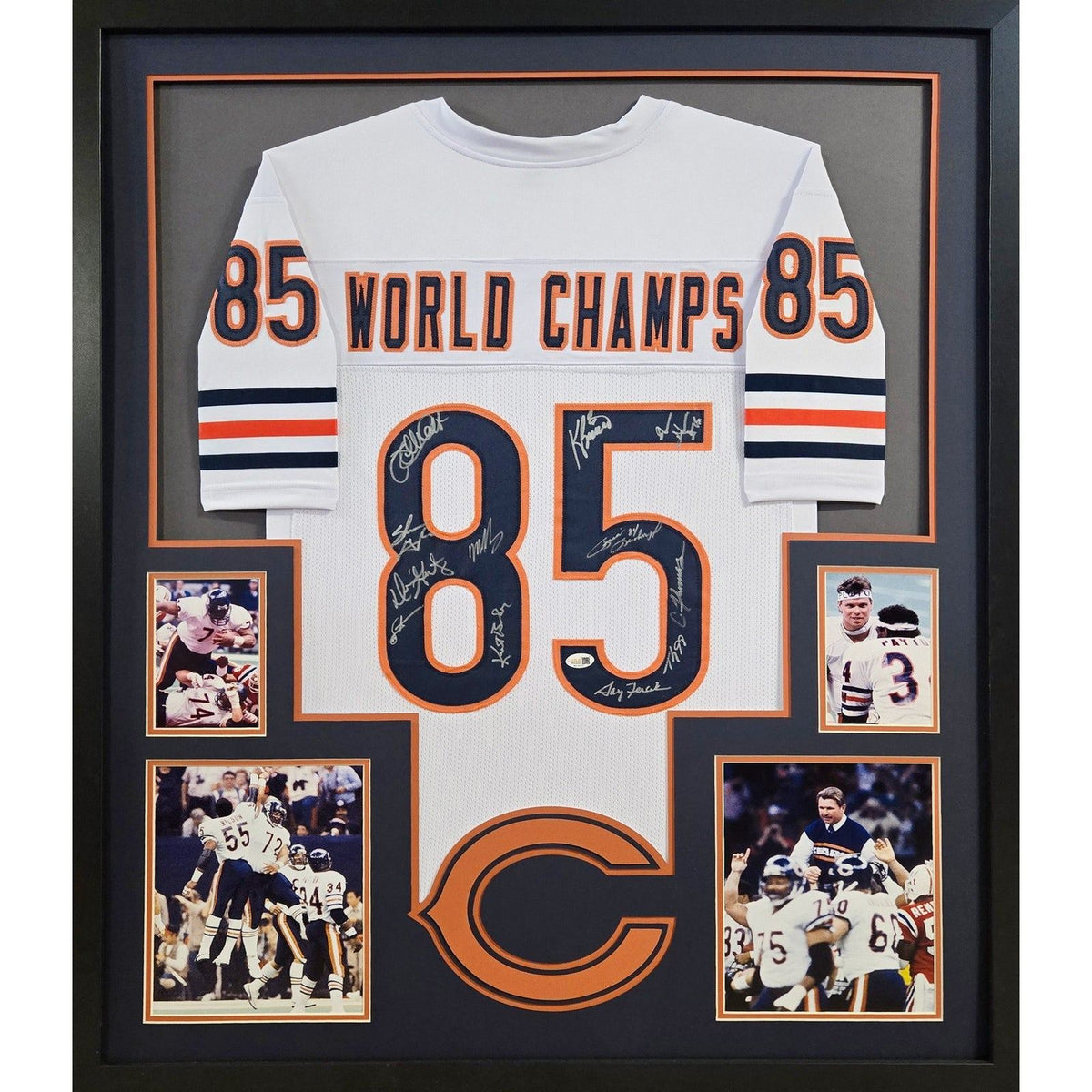 1985 "85" Bears Framed Jersey JSA COA Autographed Chicago Signed by 12