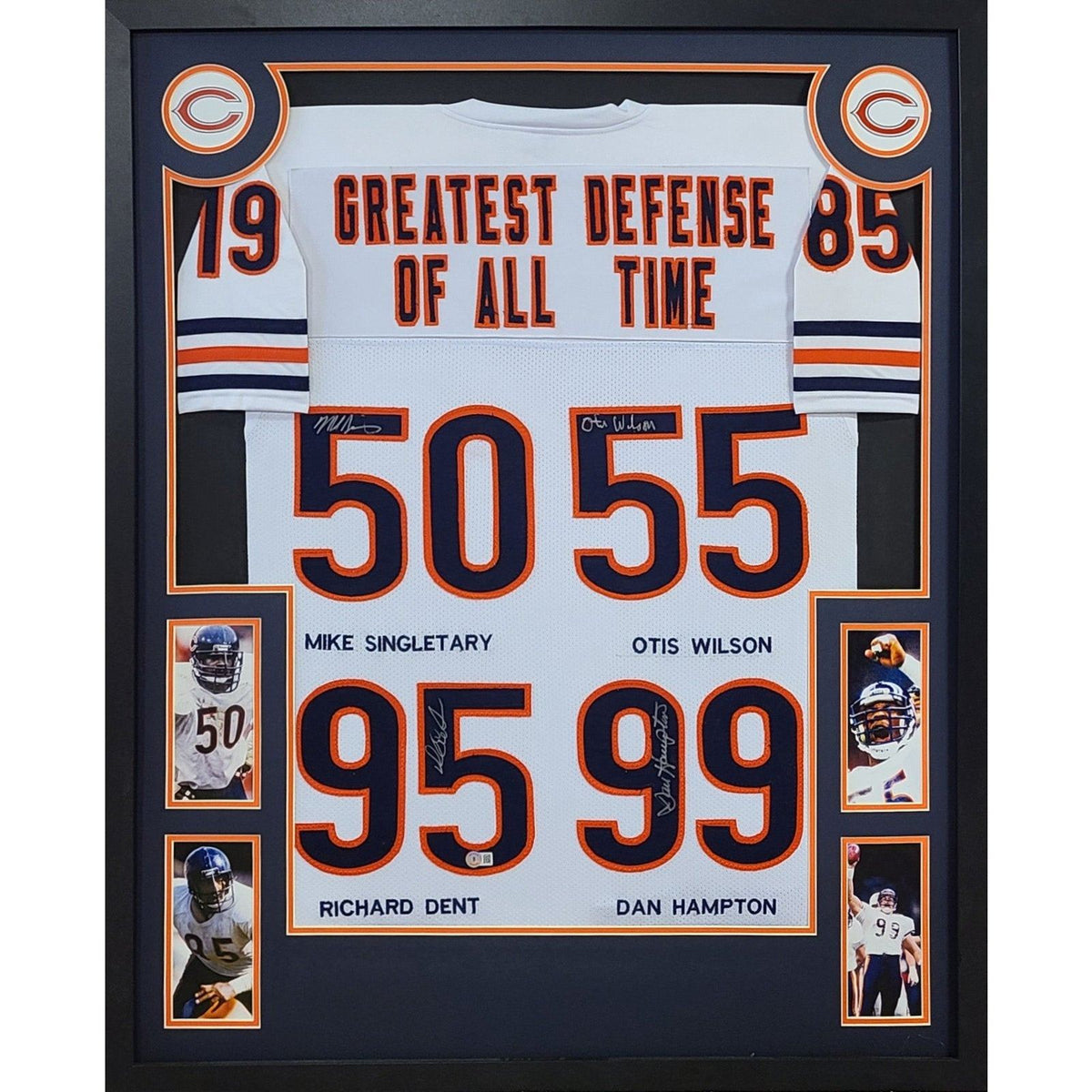 1985 Bears Defense Framed Signed Jersey Beckett COA Autographed Chicago