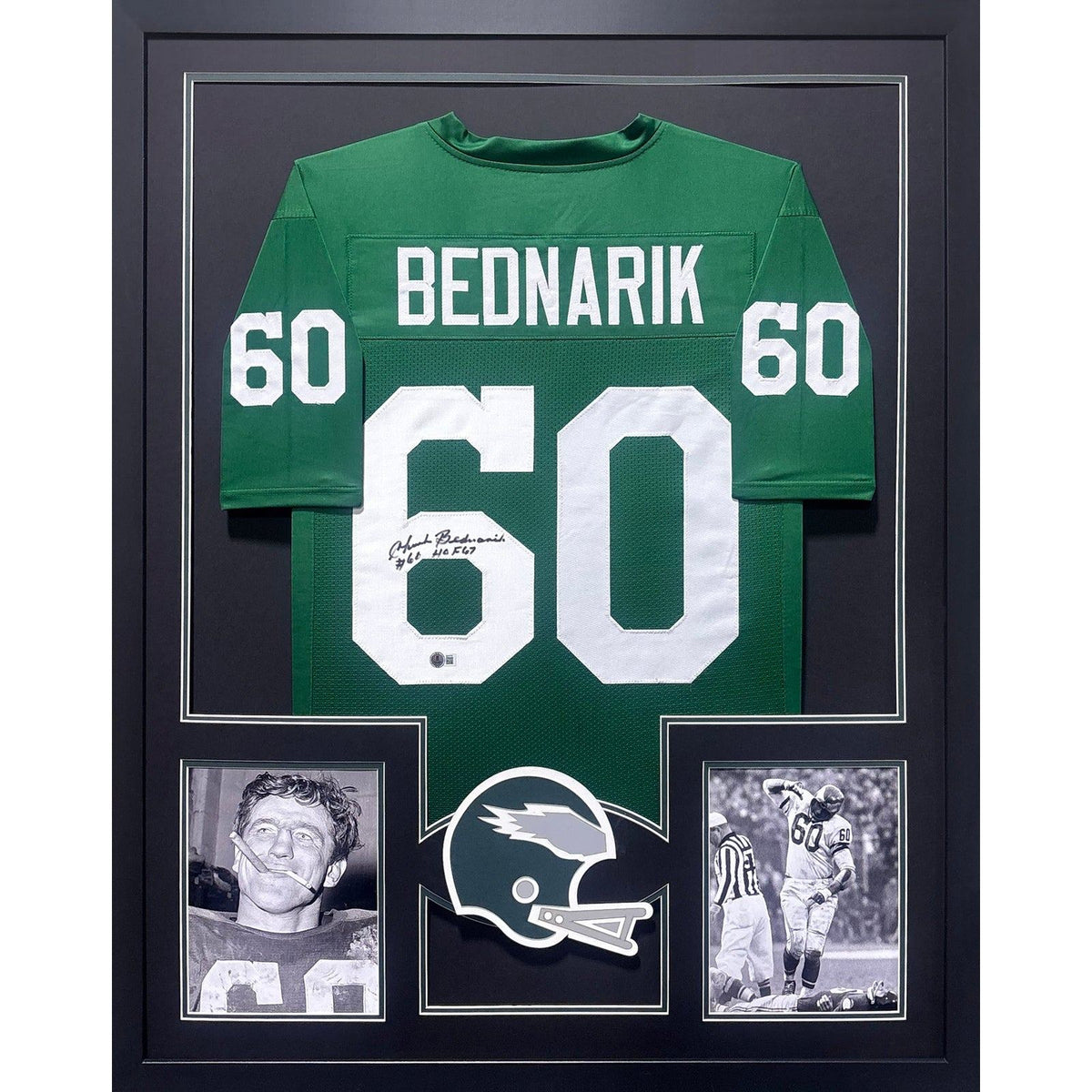 Chuck Bednarik Framed Signed Eagles Jersey Beckett Autographed SS