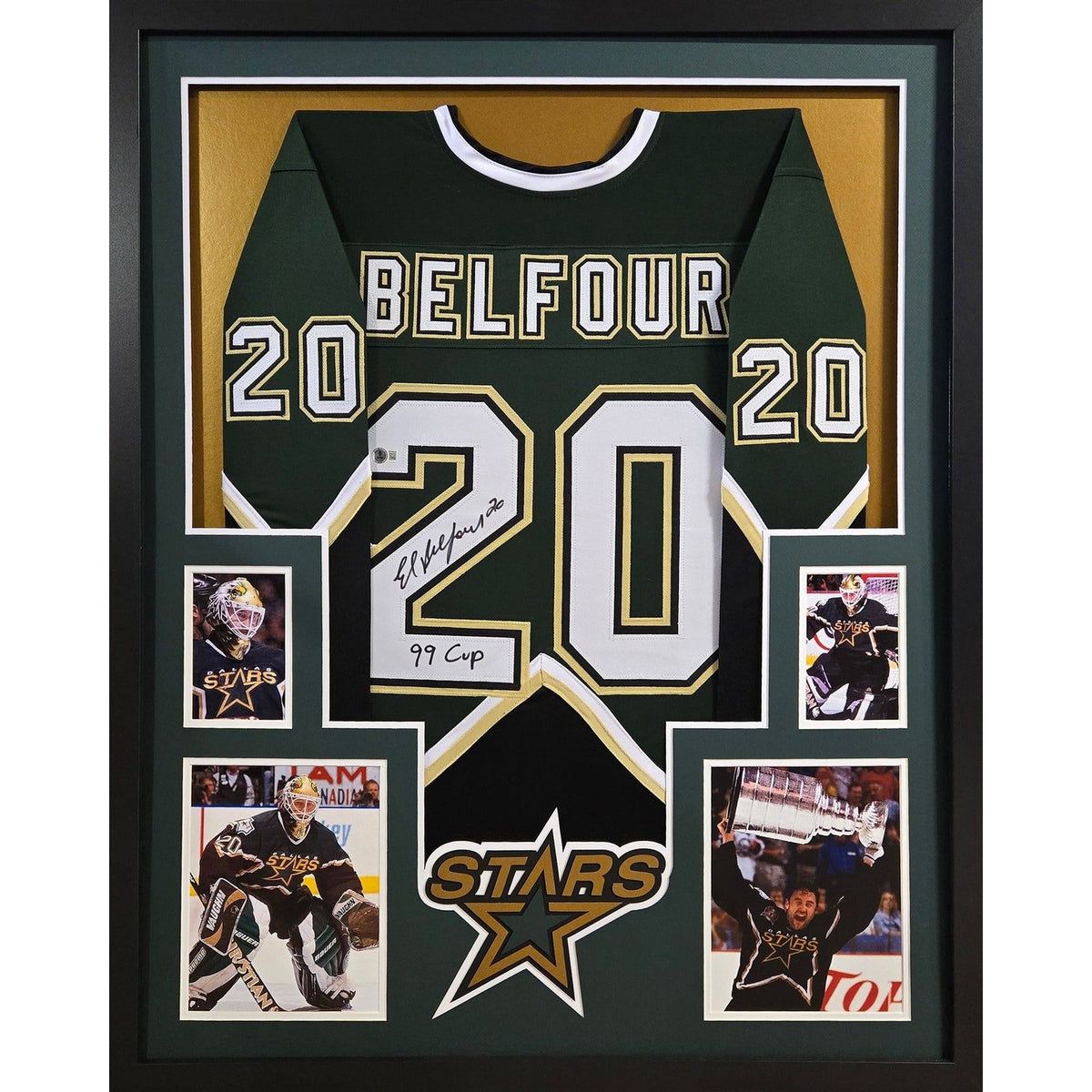 Ed Belfour Framed Signed Dallas Stars Jersey Beckett Autographed