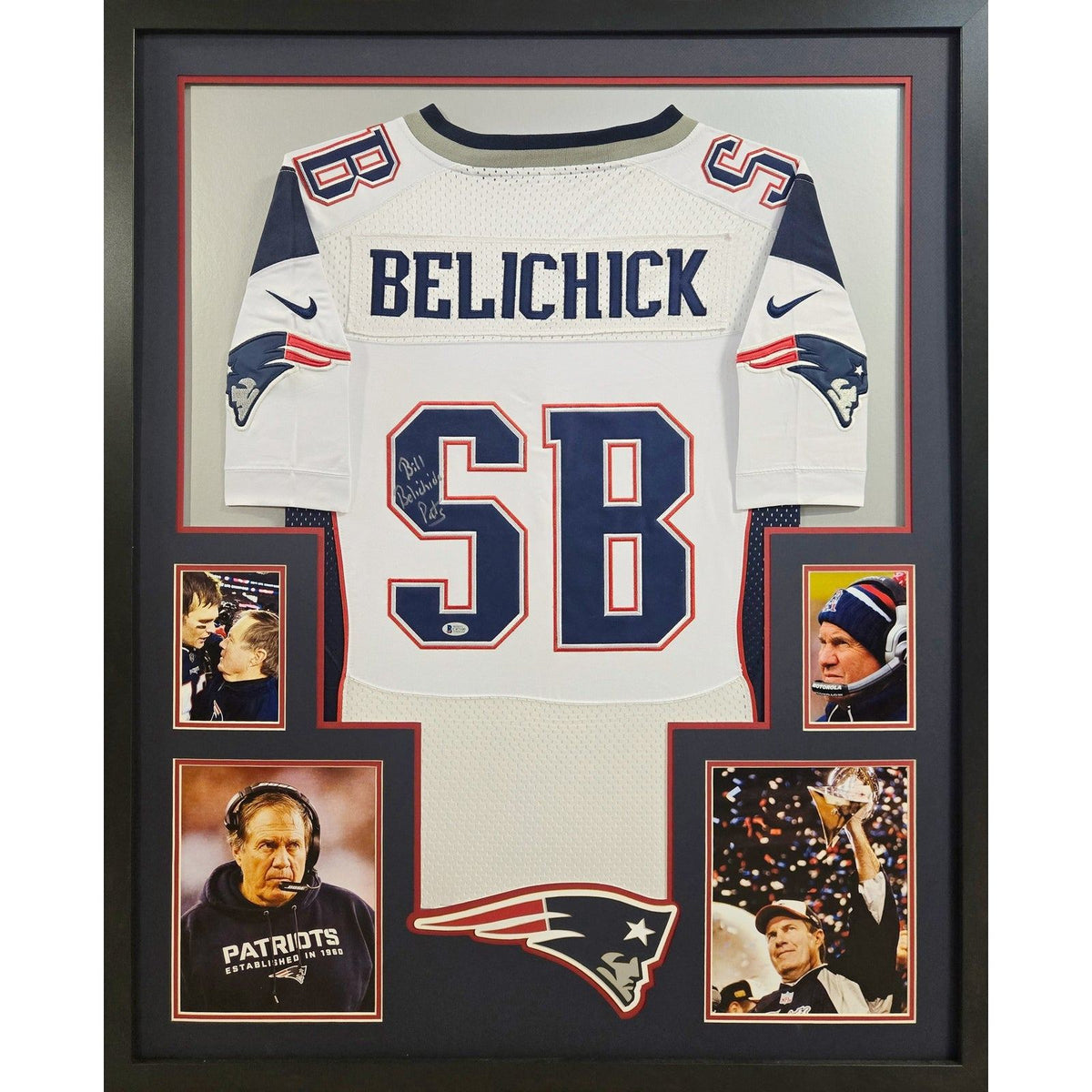 Bill Belichick Framed Signed Jersey Beckett COA Autographed Patriots
