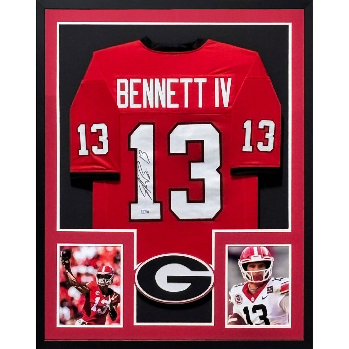Stetson Bennett Framed Red Jersey Beckett Autographed Signed Georgia