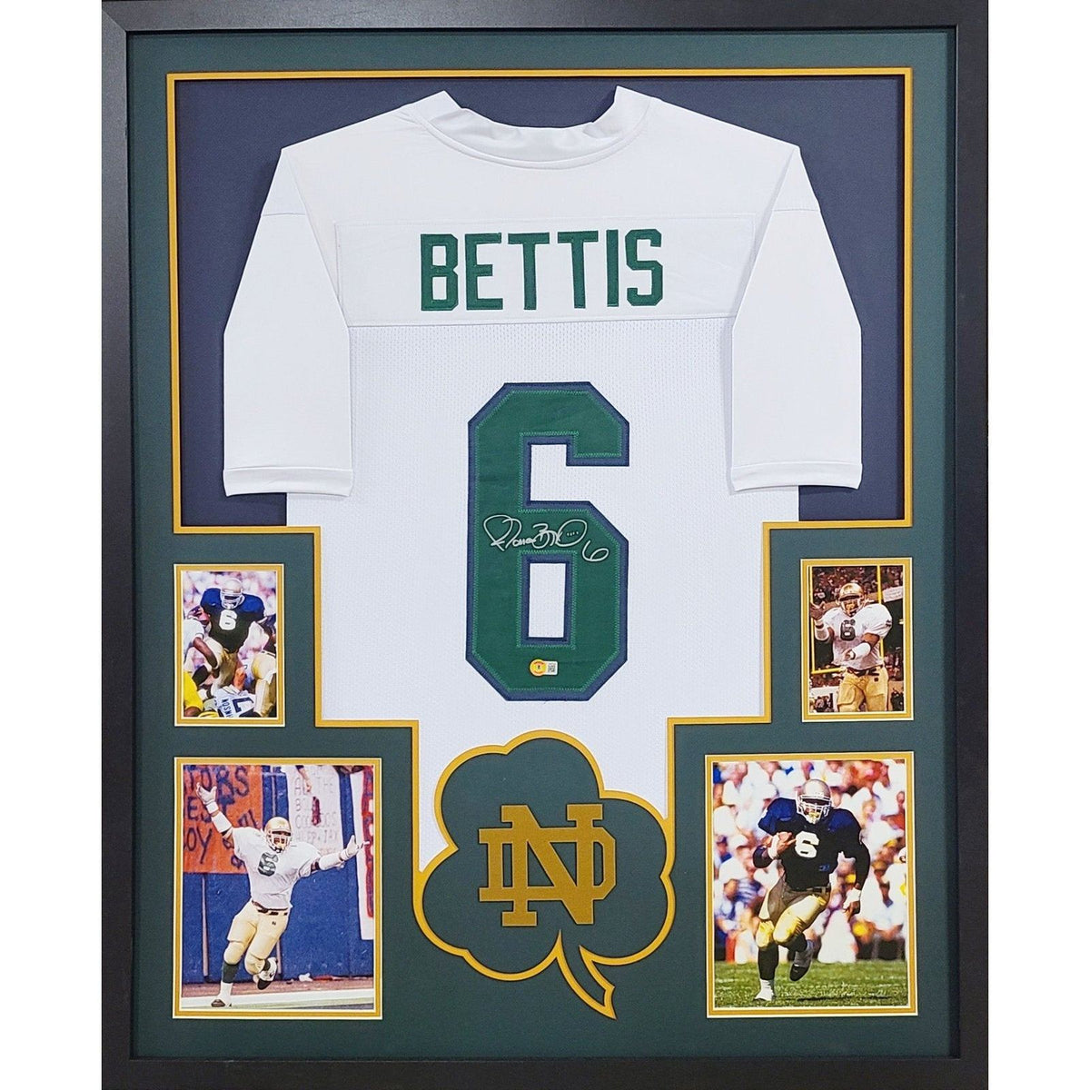 Jerome Bettis Framed Signed White Jersey Beckett Autographed Notre Dame