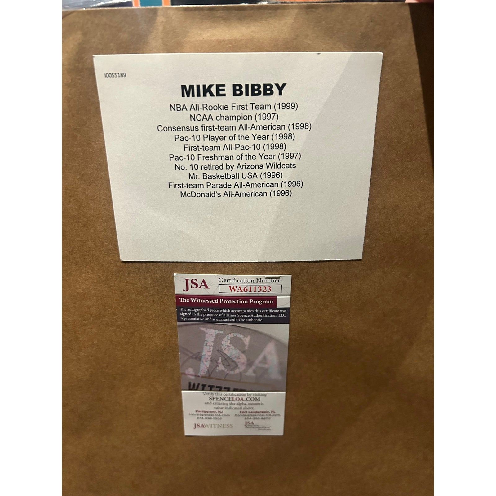 Mike Bibby Framed Stat Jersey JSA Autographed Signed Arizona Wildcats