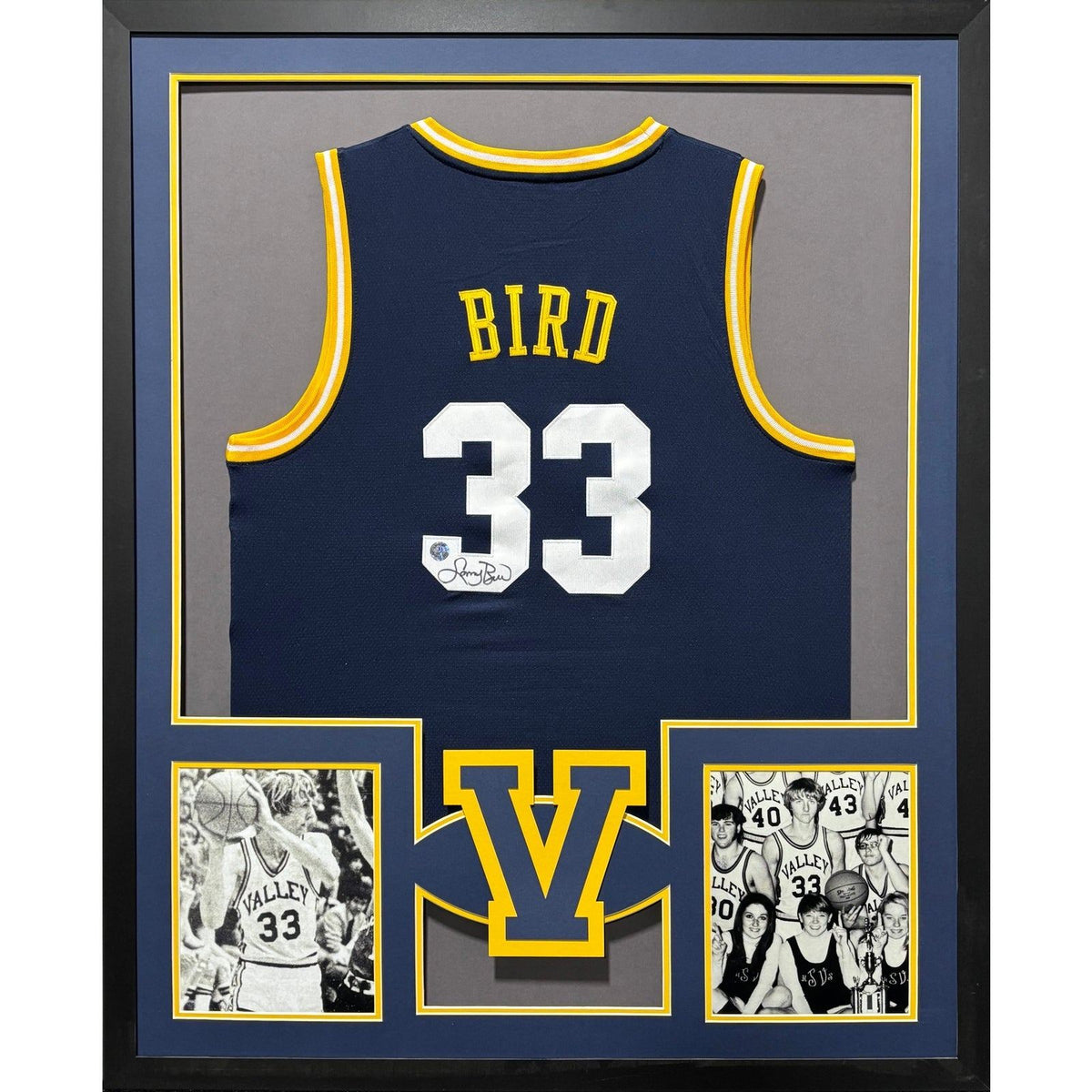 Larry Bird Framed High School Jersey Beckett BAS Autographed Signed Celtics