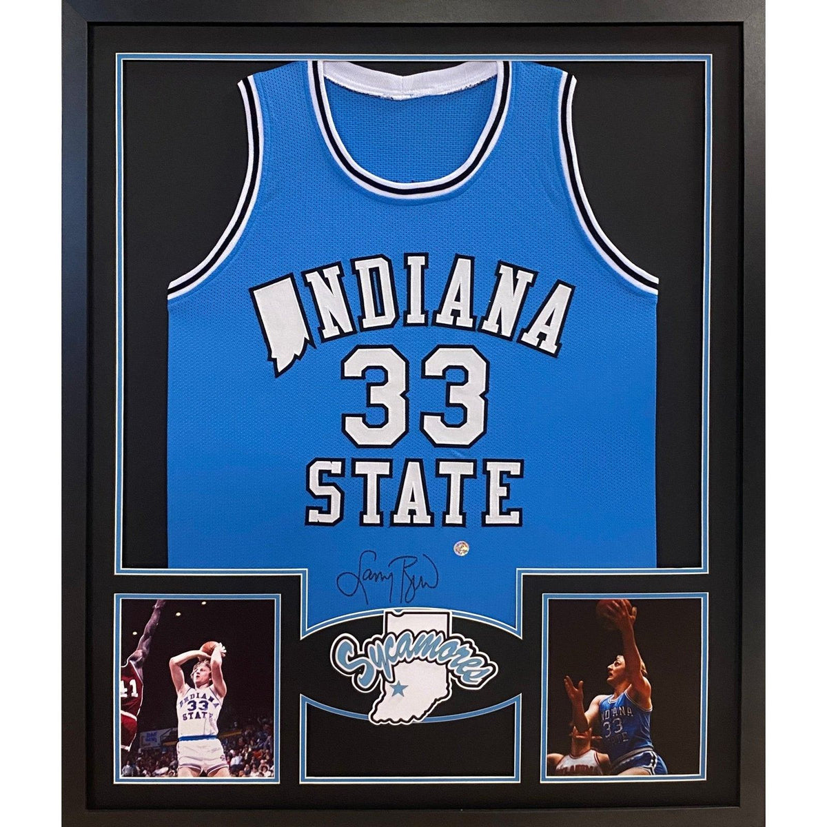 Larry Bird Signed Framed Jersey Bird Authenticated Autographed Indiana State