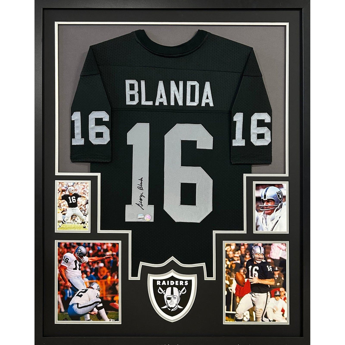 George Blanda Signed Framed Jersey GTSM COA Autographed Raiders