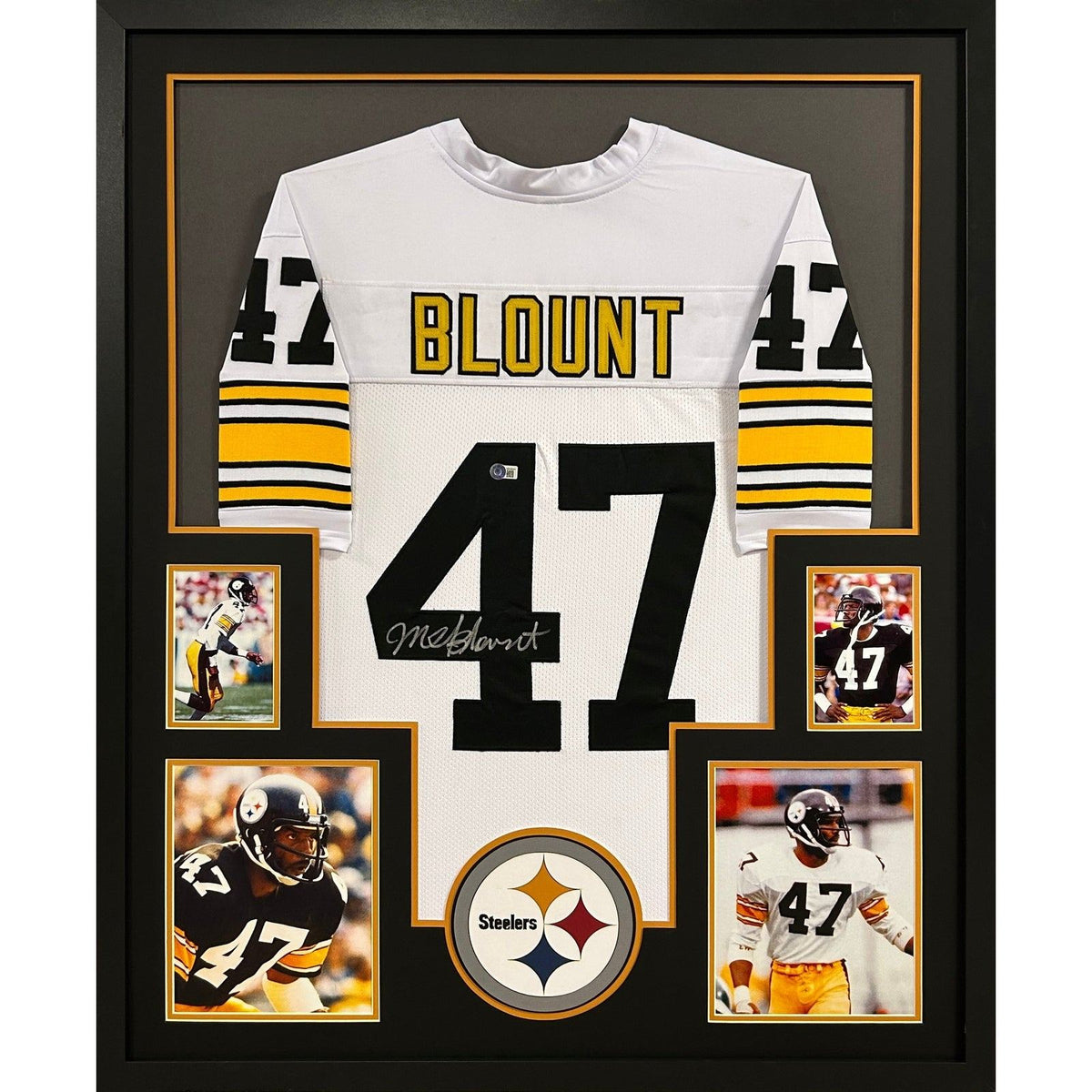 Mel Blount Signed Framed White Jersey Beckett Autographed Pittsburgh Steelers