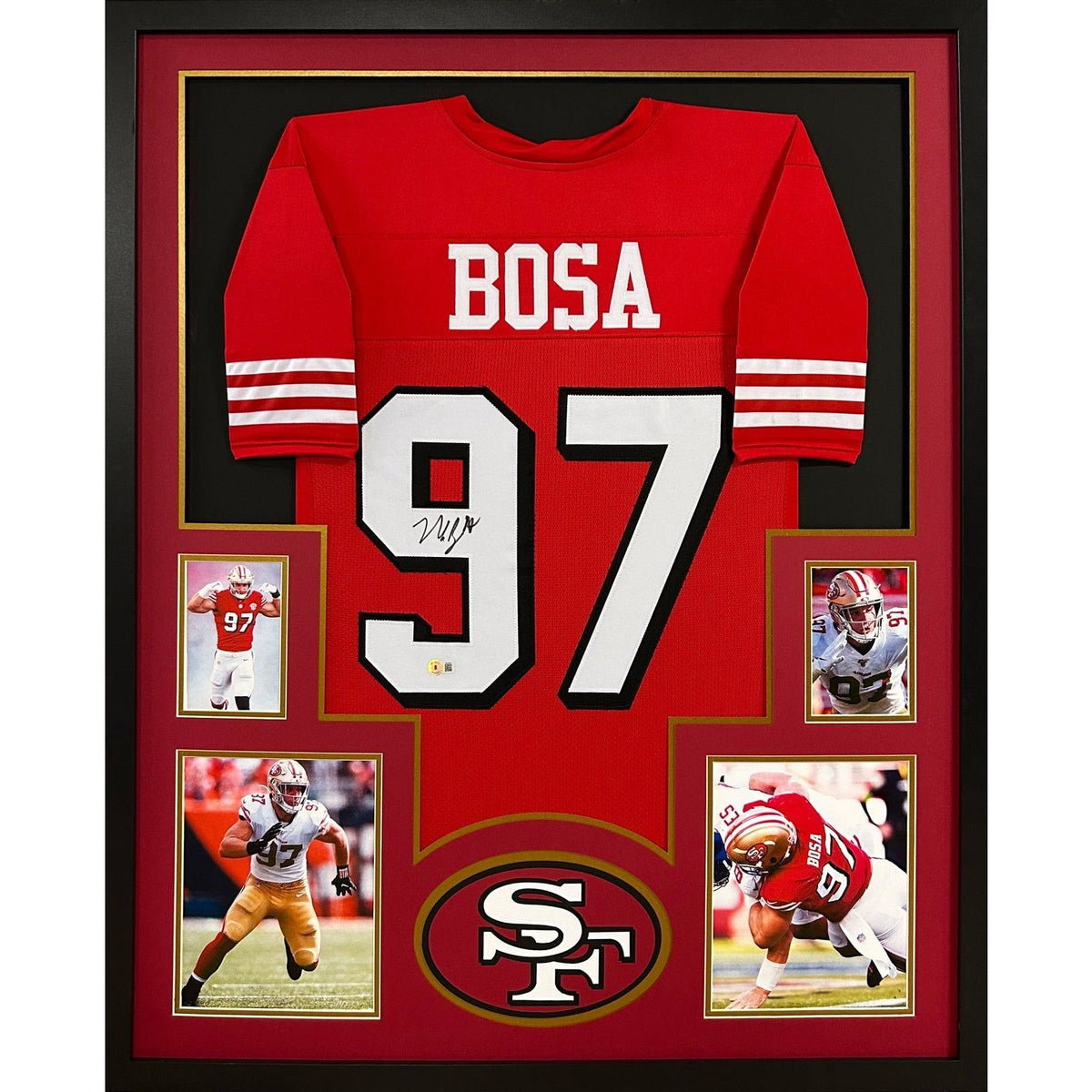 Nick Bosa Signed Framed Signed Red Jersey 49ers Beckett Autographed
