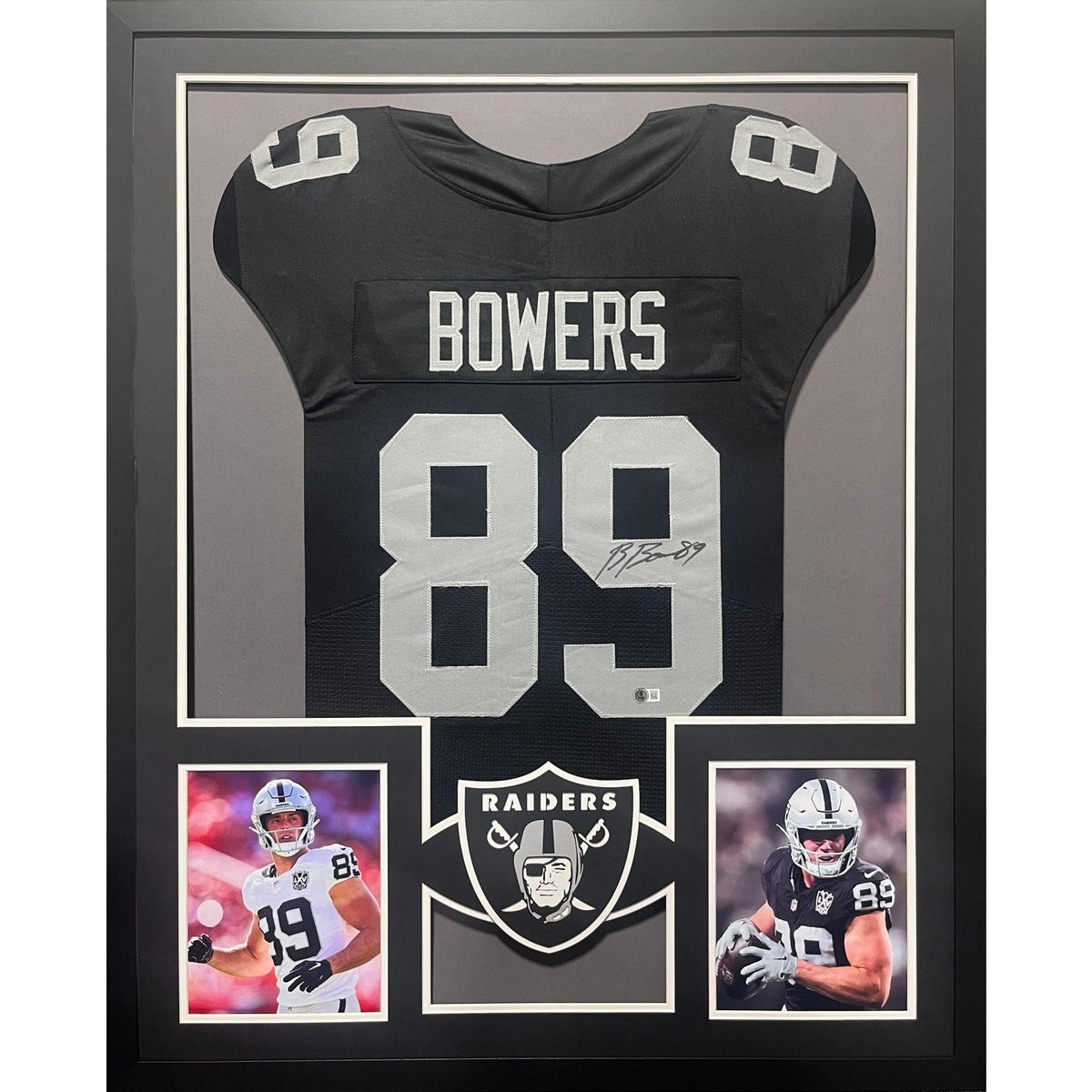 Brock Bowers Framed Black Jersey Beckett Autographed Signed Raiders