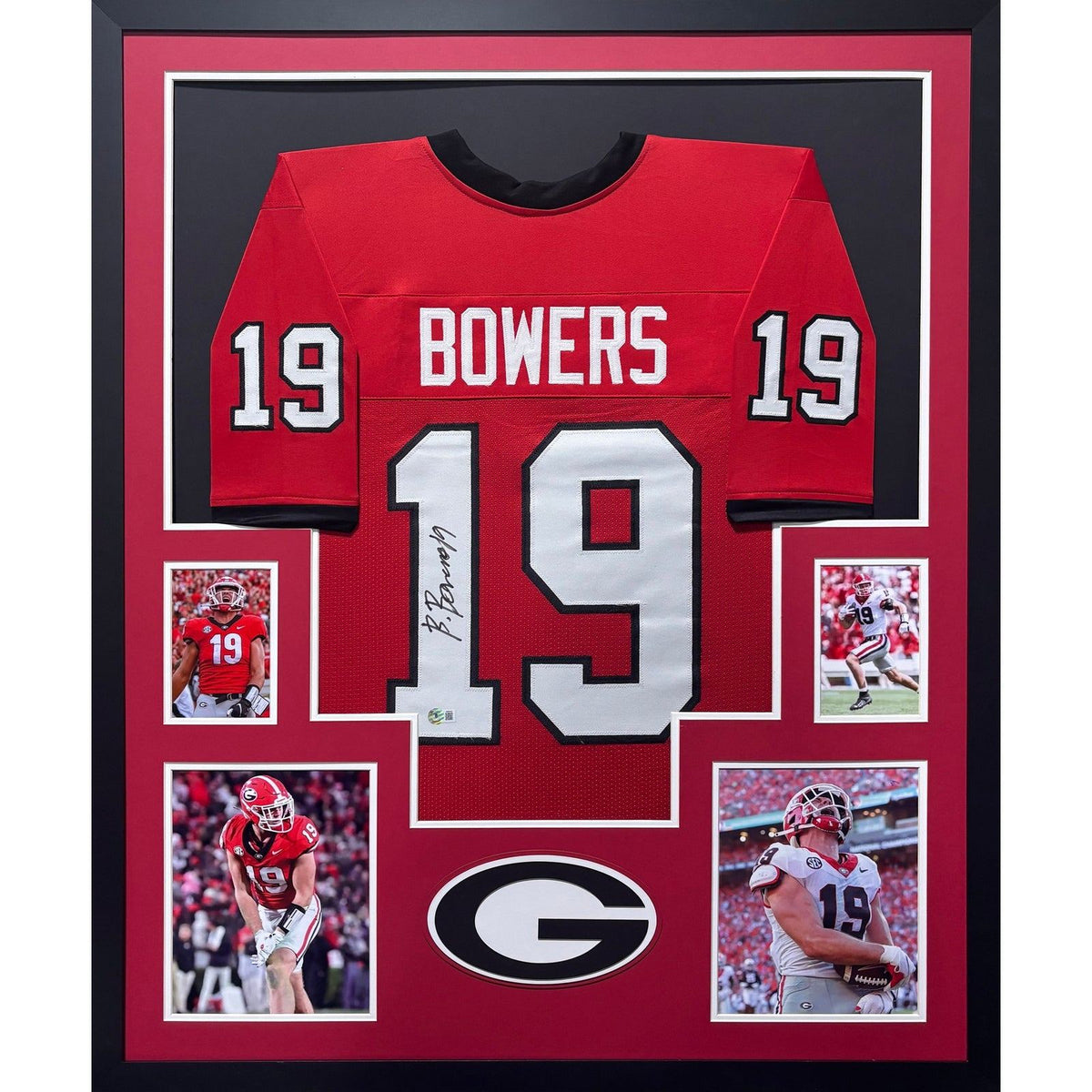 Brock Bowers Framed Red Jersey Beckett Autographed Signed Georgia