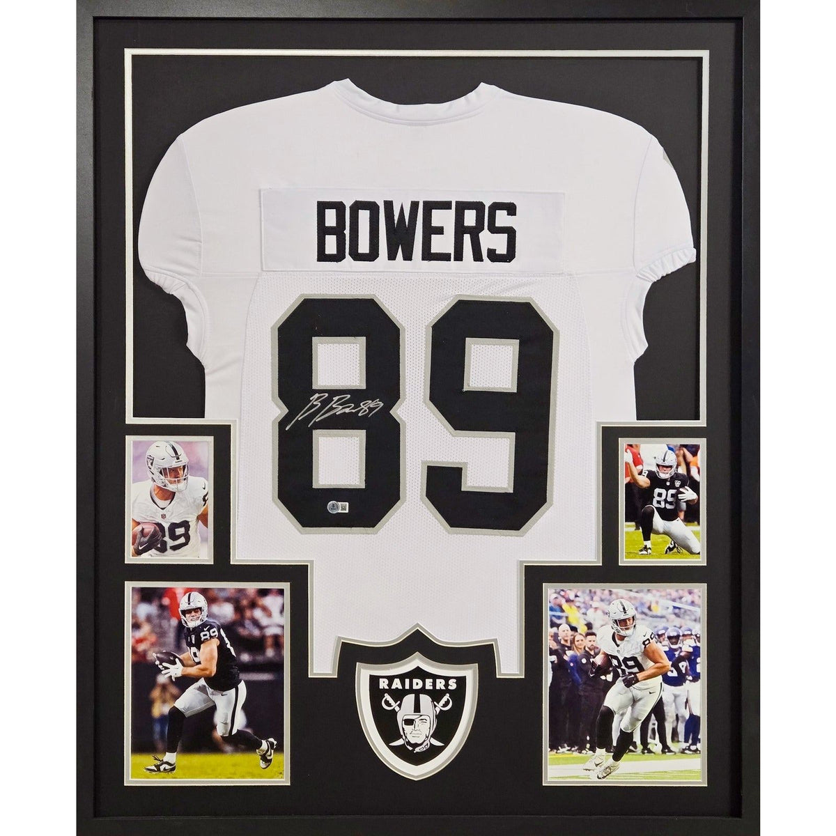 Brock Bowers Framed White Jersey Beckett Autographed Signed Raiders