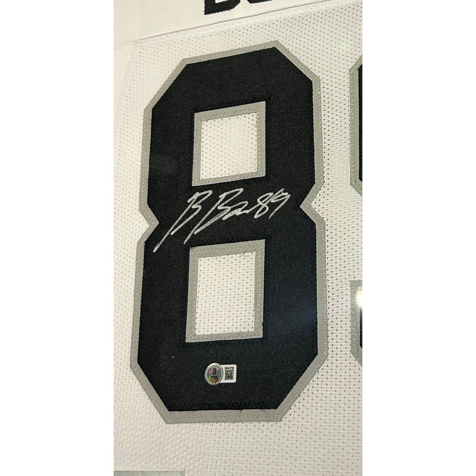 Brock Bowers Framed White Jersey Beckett Autographed Signed Raiders