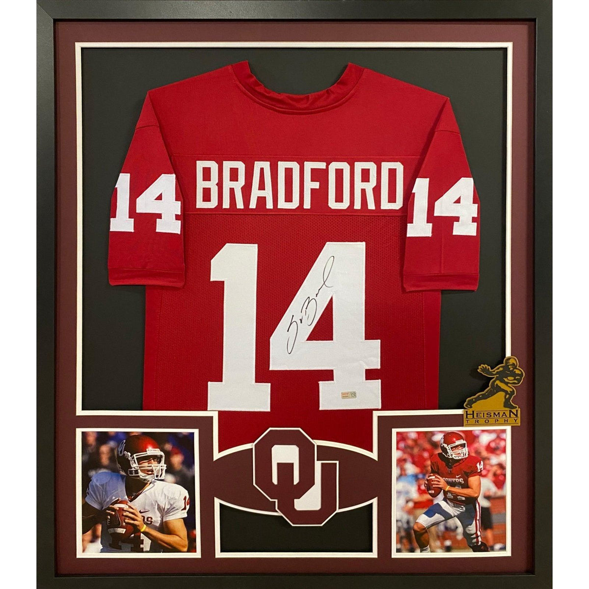 Sam Bradford Framed Signed Oklahoma Jersey Tristar Autographed