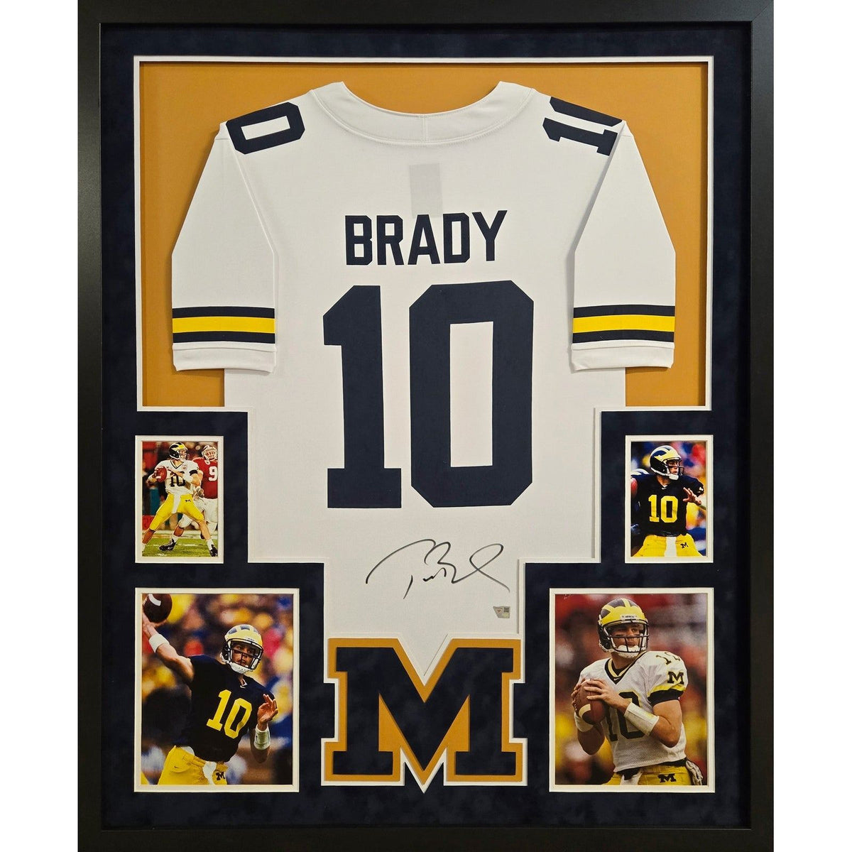 Tom Brady Framed Signed White Jersey Fanatics Michigan Autographed Patriots