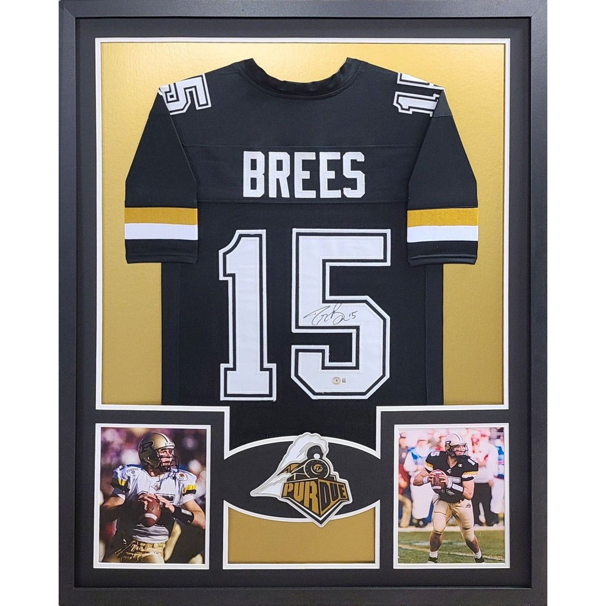 Drew Brees Signed Framed Purdue Jersey Autographed Beckett Saints