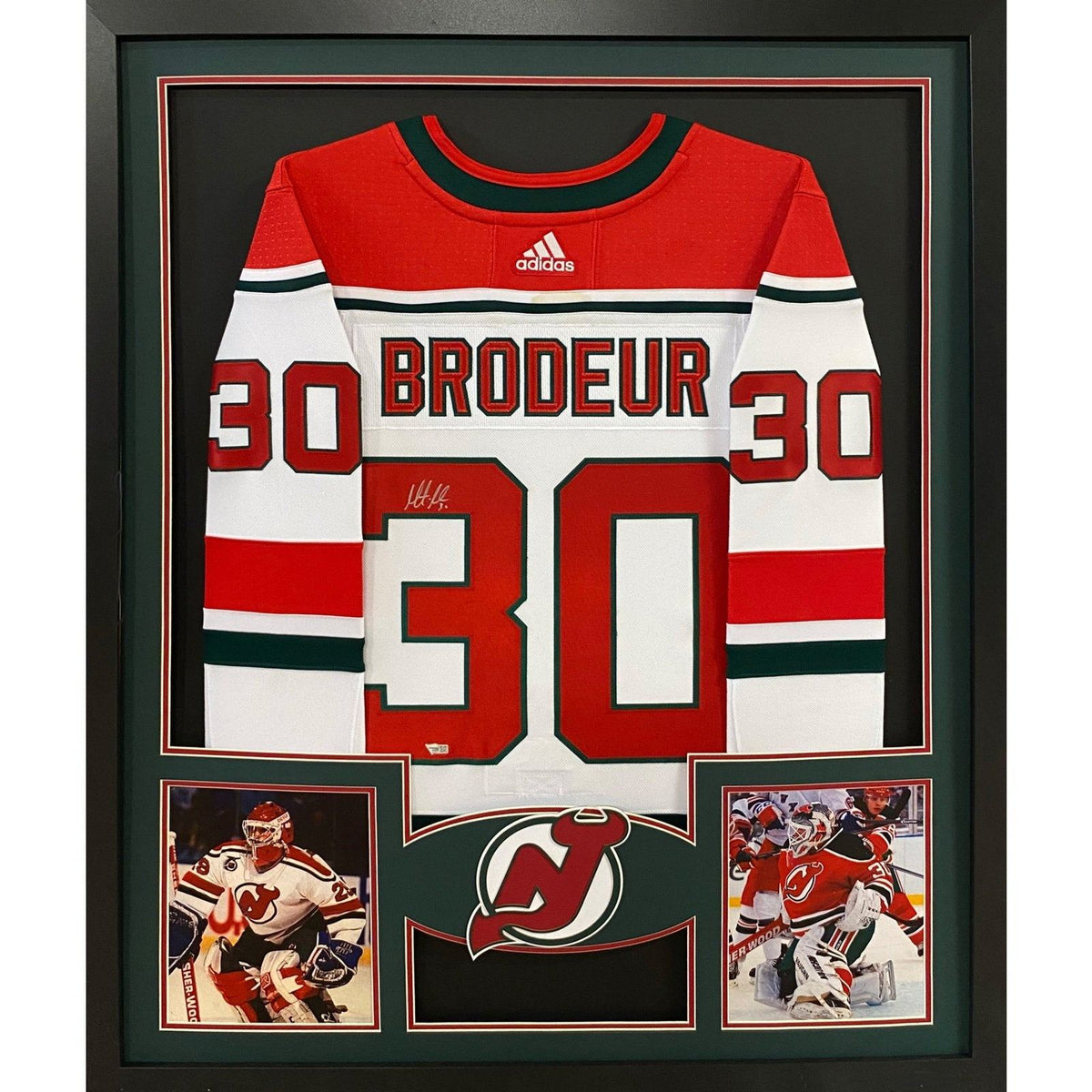 Martin Brodeur Framed Signed Green Jersey Fanatics Autographed NJ Devils