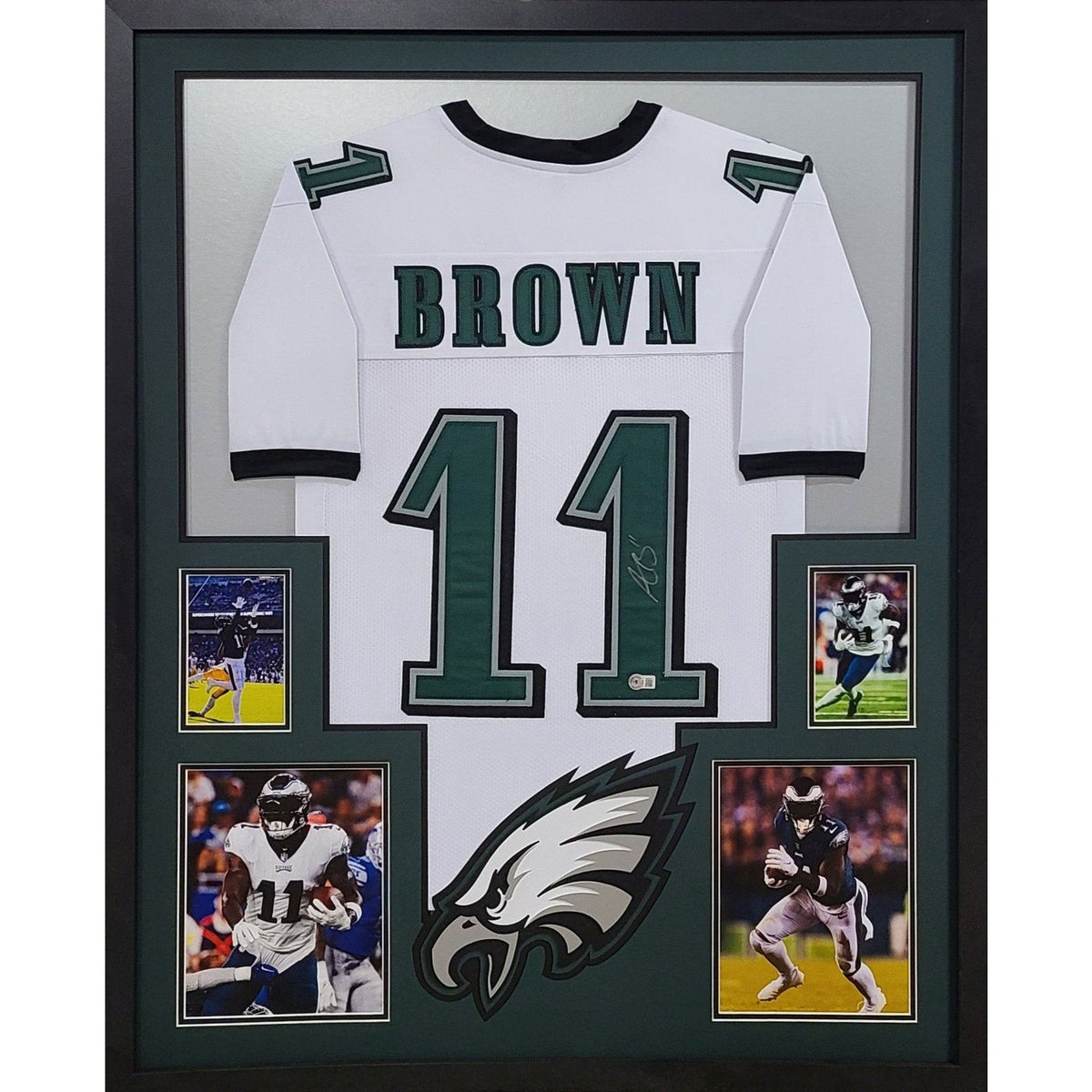 A.J. Brown Framed Signed Eagles White Jersey Beckett Autographed AJ