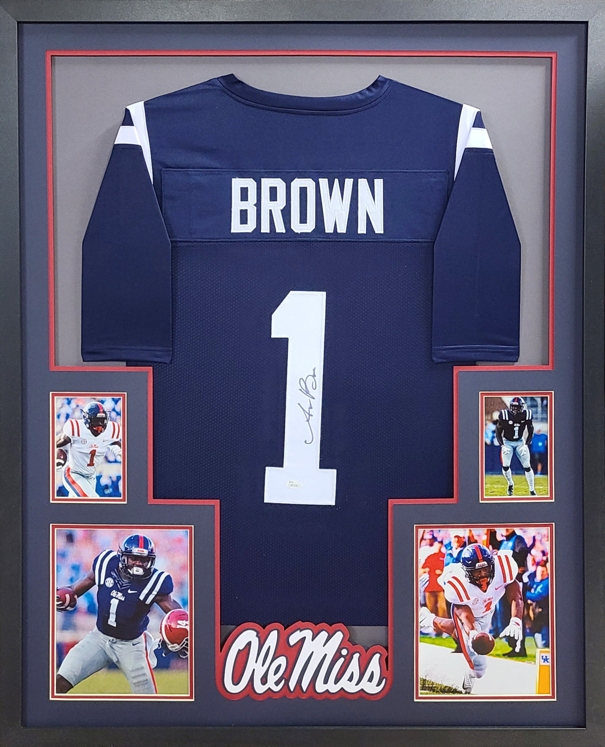 A.J. Brown Framed Signed Ole Miss Blue Jersey Beckett Autographed AJ