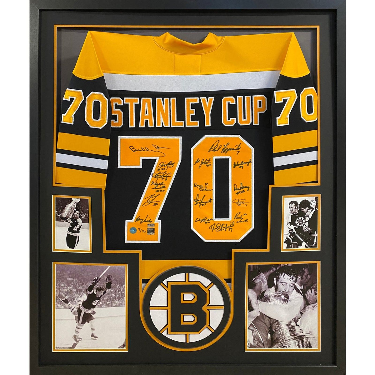 Boston Bruins Stanley Cup Team Signed Framed Jersey Autographed Signed by 16
