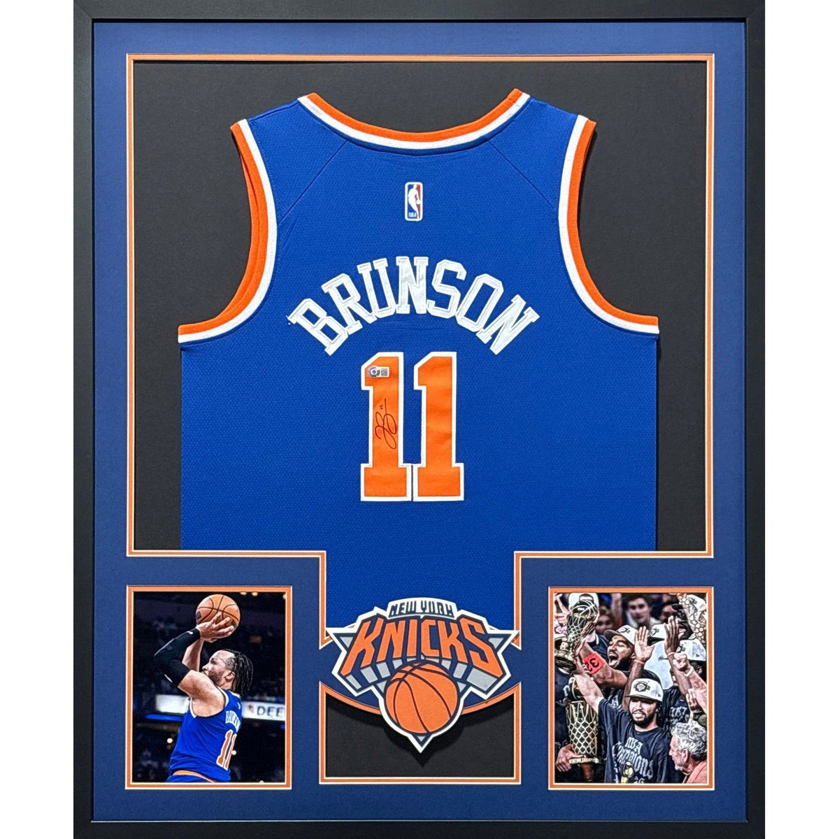 Jalen Brunson Framed Signed Blue Jersey Beckett Autographed New York Knicks
