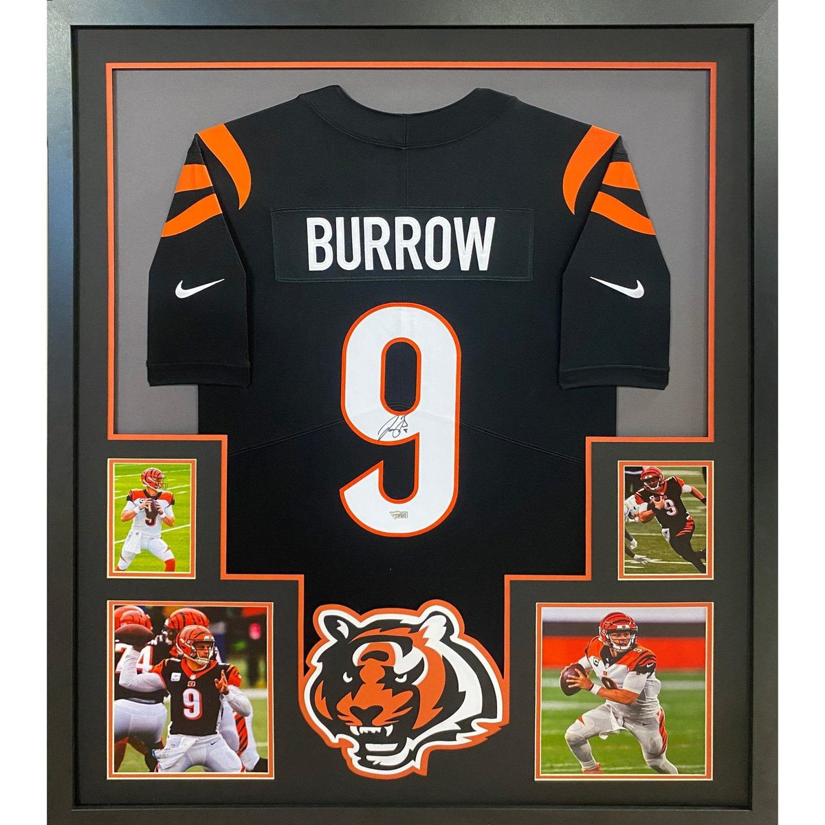 Joe Burrow Framed Signed Black Jersey Fanatics Autographed Cincinnati Bengals 4B
