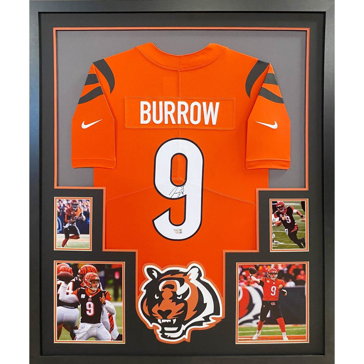 Joe Burrow Framed Signed Orange Jersey Fanatics Autographed Cincinnati Bengals 4