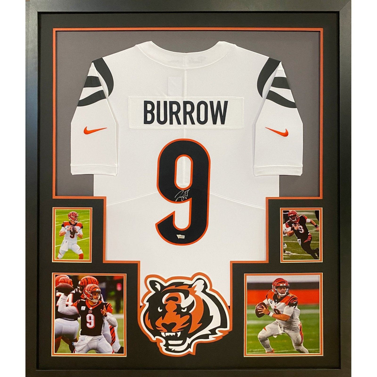 Joe Burrow Framed Signed White Jersey Fanatics Autographed Cincinnati Bengals 4