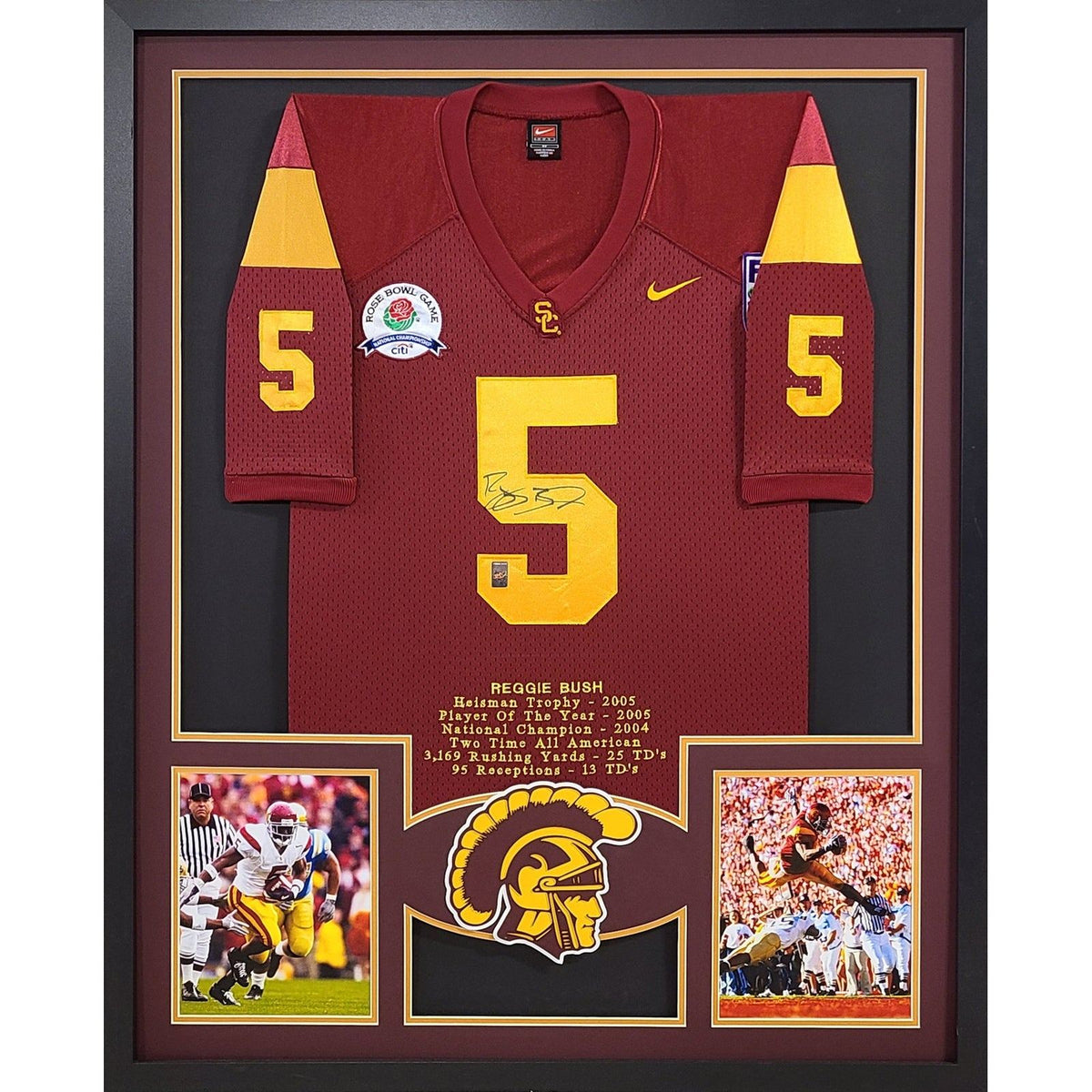 Reggie Bush Signed Framed Stat Jersey GTSM COA Autographed USC