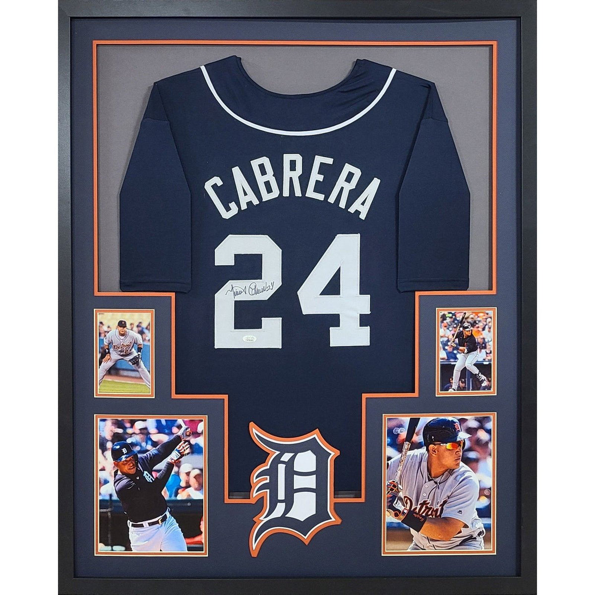Miguel Cabrera Framed Signed Detroit Tigers Navy Jersey JSA Autographed