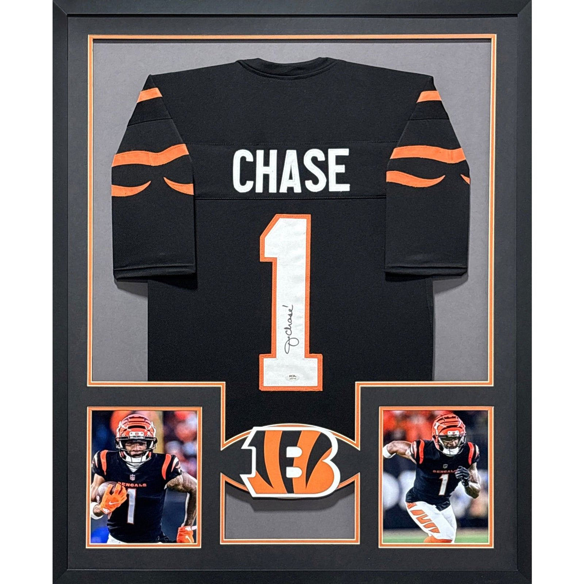 Ja'Marr Chase Framed Signed Jersey PSA Autographed Cincinnati Bengals BK