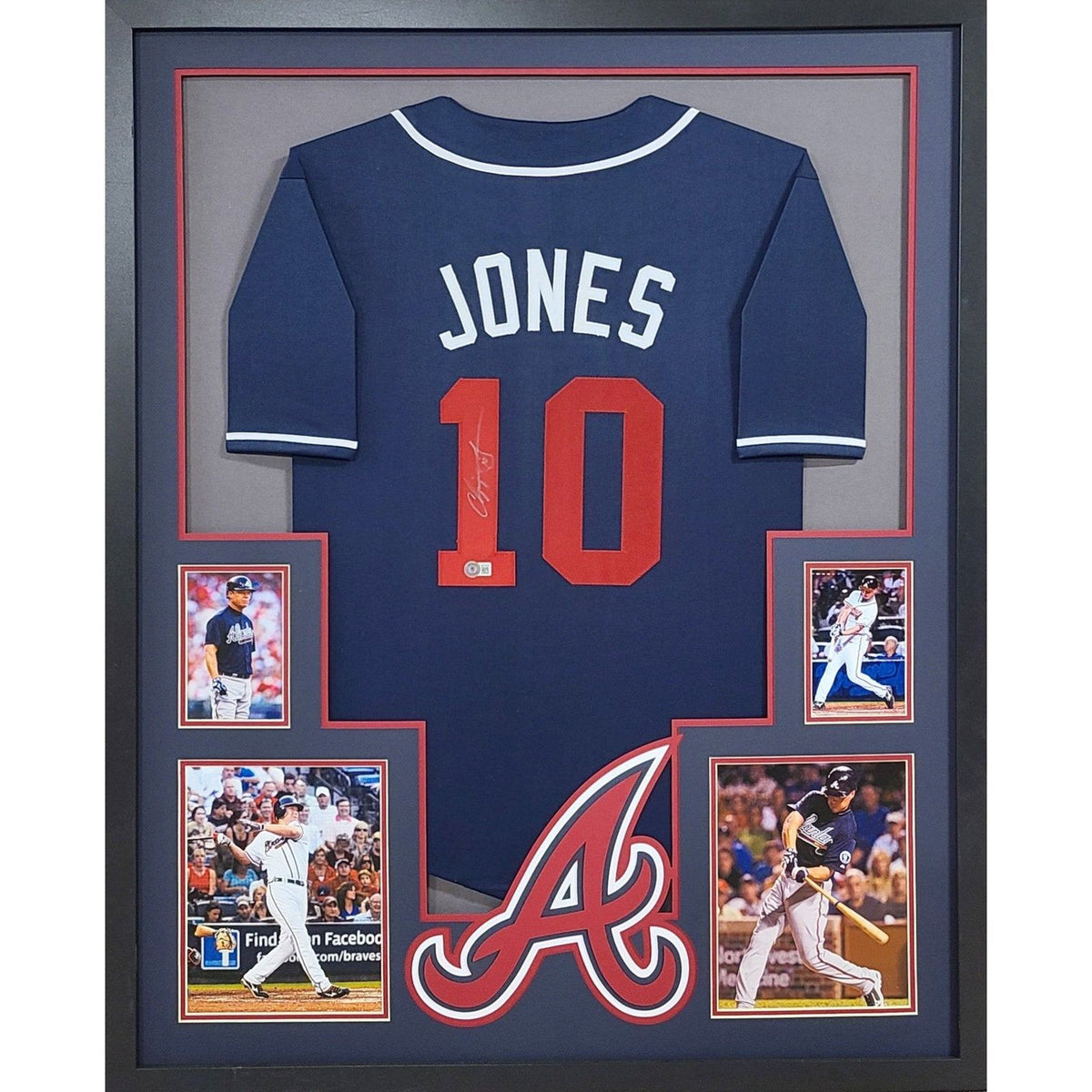Chipper Jones Signed Framed Blue Jersey Beckett Autographed Atlanta Braves